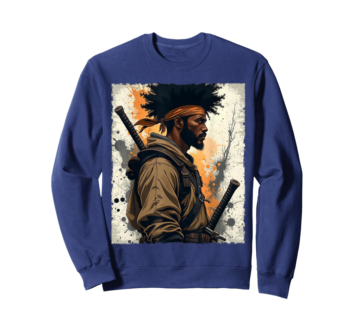 African Samurai Afro American Bushido Warrior Katana Vintage T-Shirt