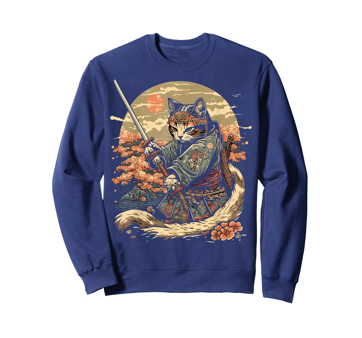 Japanese Art Cat Ninja Ukiyo-e Anime Style Samurai Cat T-Shirt
