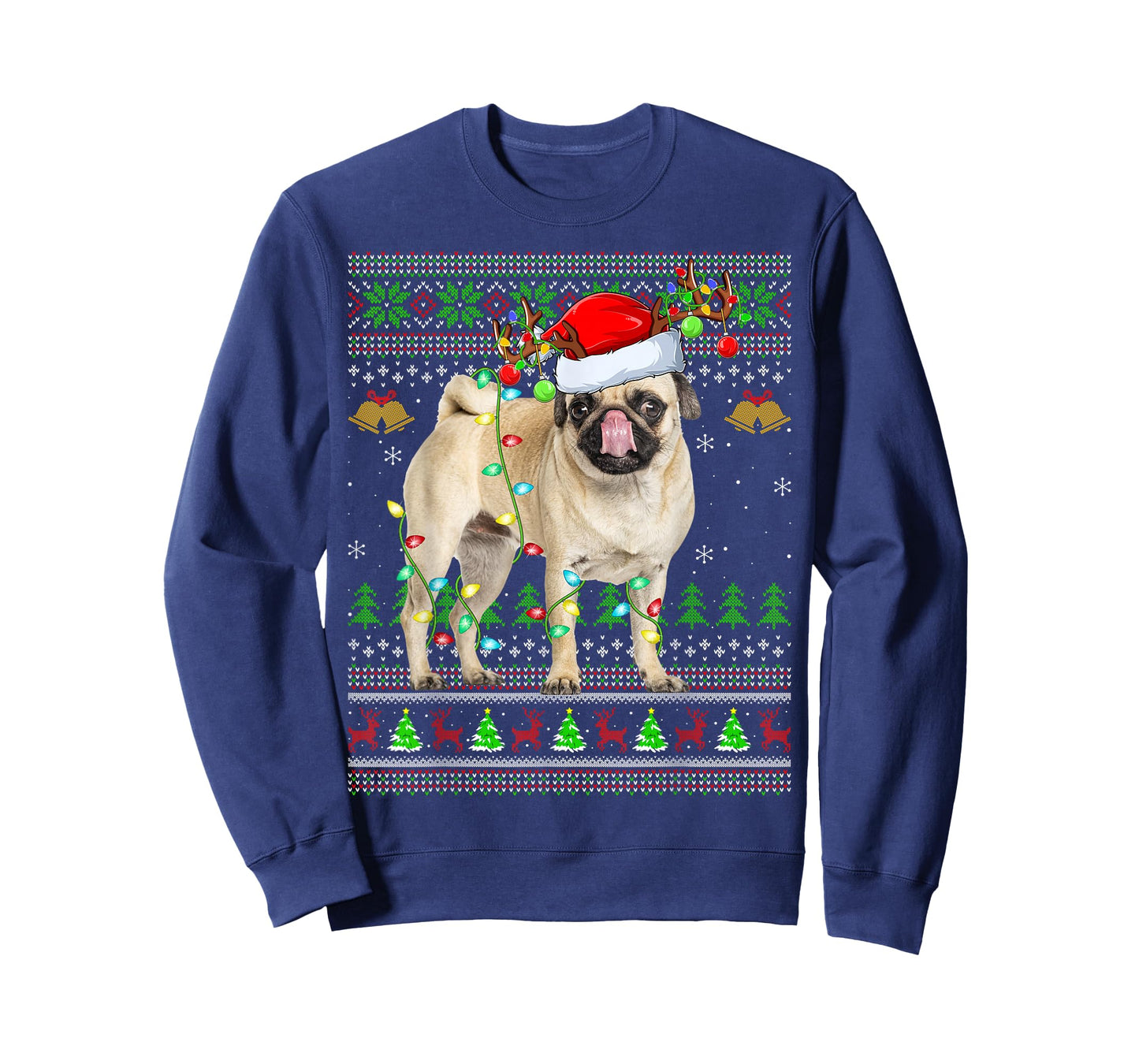 Pug Dogs Ugly Christmas Sweaters Holiday Santa Xmas T-Shirt
