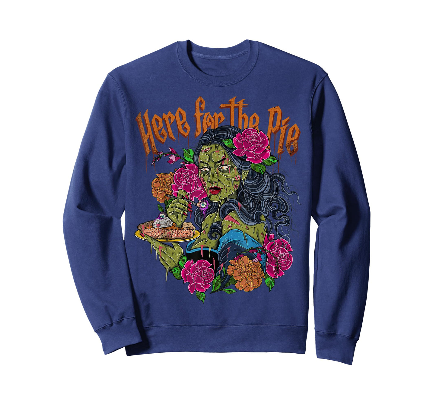 Vintage Retro Here for The Pie Zombie Girl Graphic Tee T-Shirt