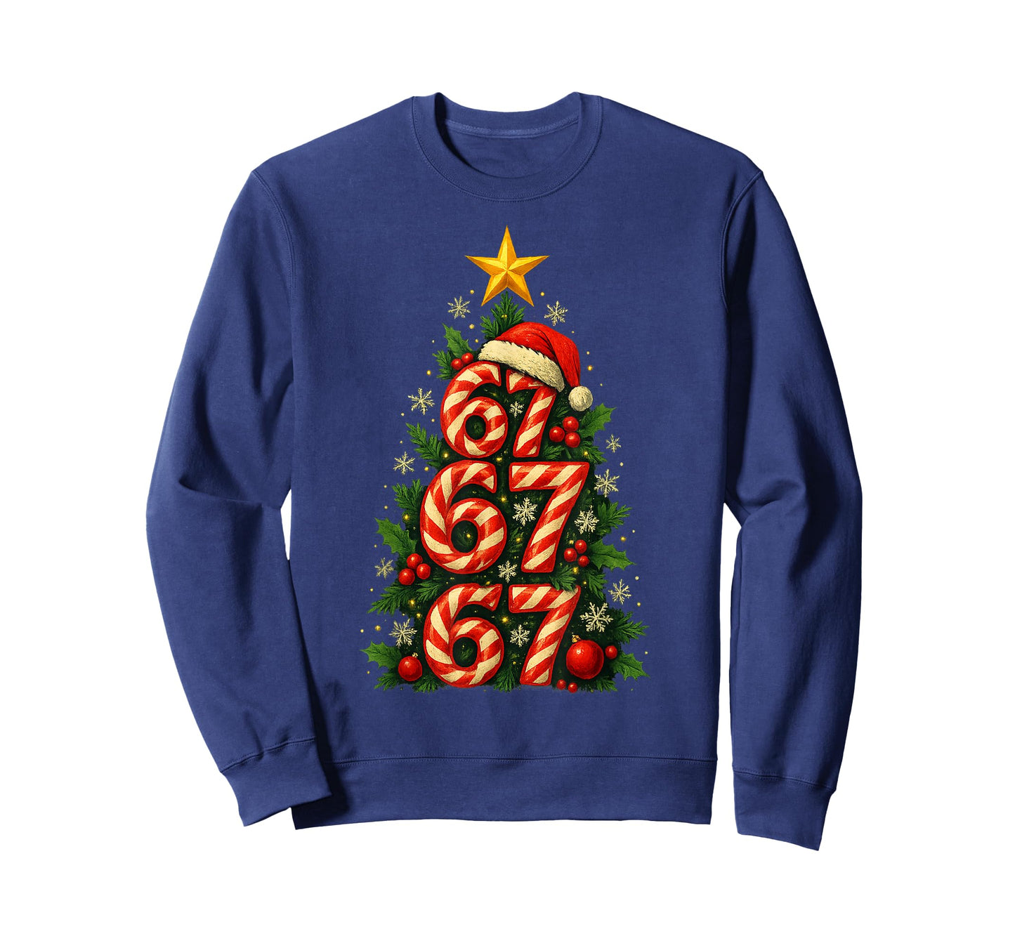 67 Christmas Tree Candy Cane Holiday Six Seven Meme Brainrot T-Shirt