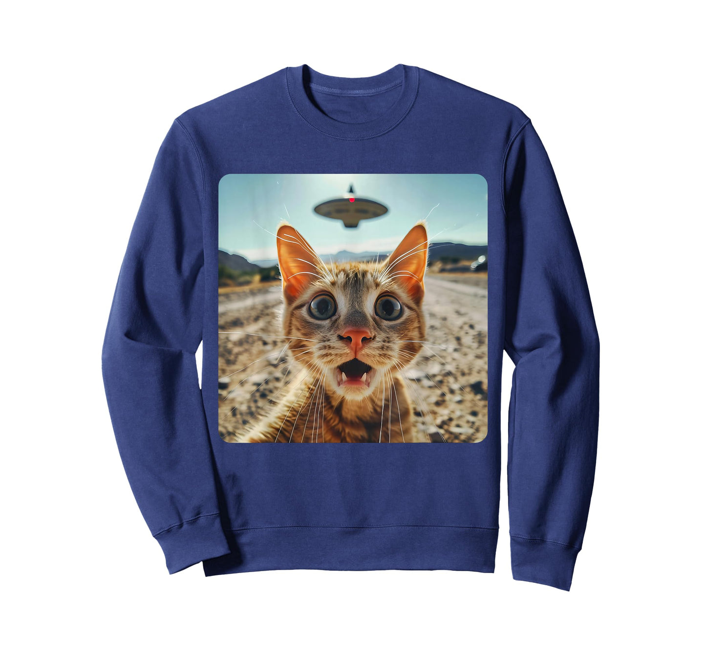 Extraterrestrial Encounter: Cat Selfie with Alien UFO T-Shirt