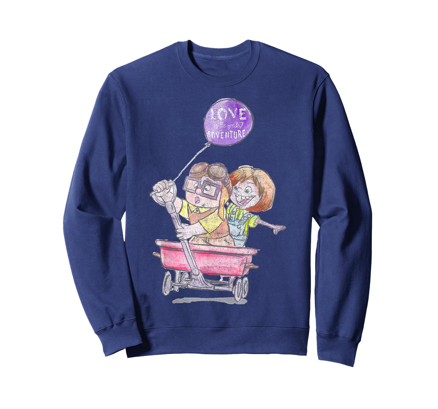 Disney Pixar Up Carl & Ellie Wagon Ride Sketch Graphic Tee T-Shirt