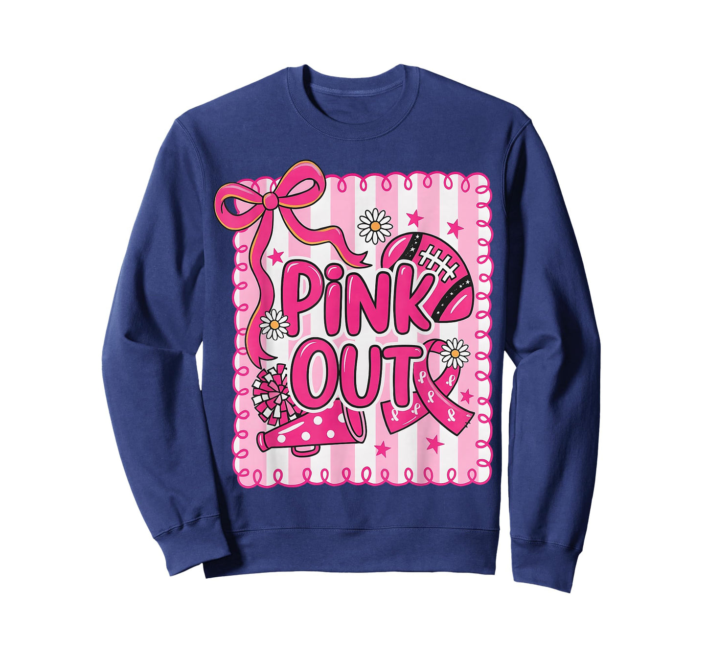 HUGvyn Breast Cancer: Pink Out Football Bow Pink Cheer Women T-Shirt