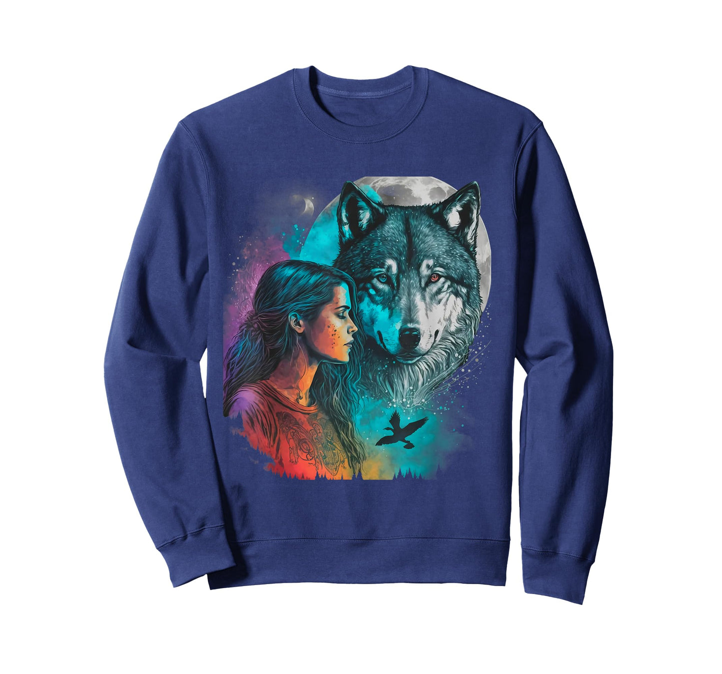 Ethnic Tribal Wolf Boho Feather Native American Hippie Women T-Shirt