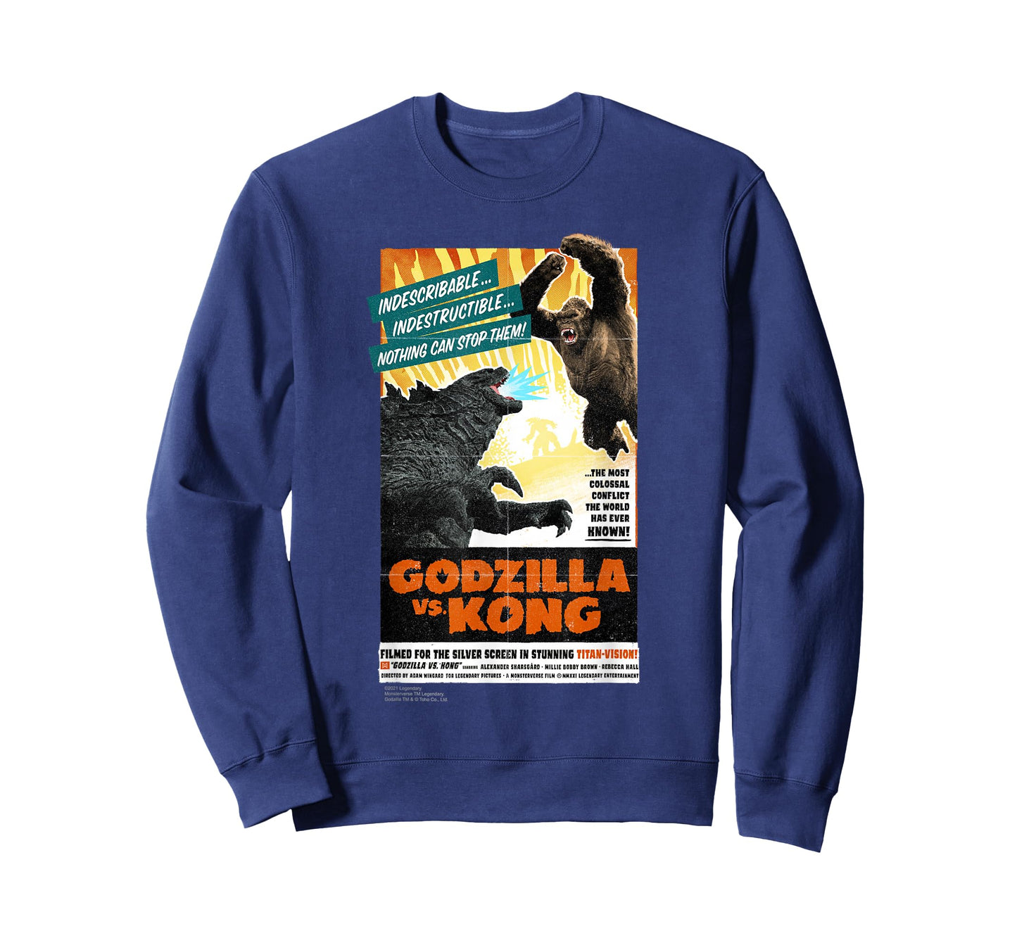 Monsterverse Godzilla vs Kong - Titan-Vision Retro Poster Unisex Adults Kids Black Short Sleeve T-Shirt