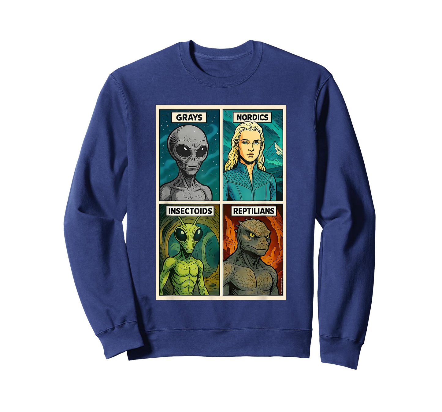 Gray Alien, Nordic, Insectoid, Reptilian - 4 Alien Species T-Shirt