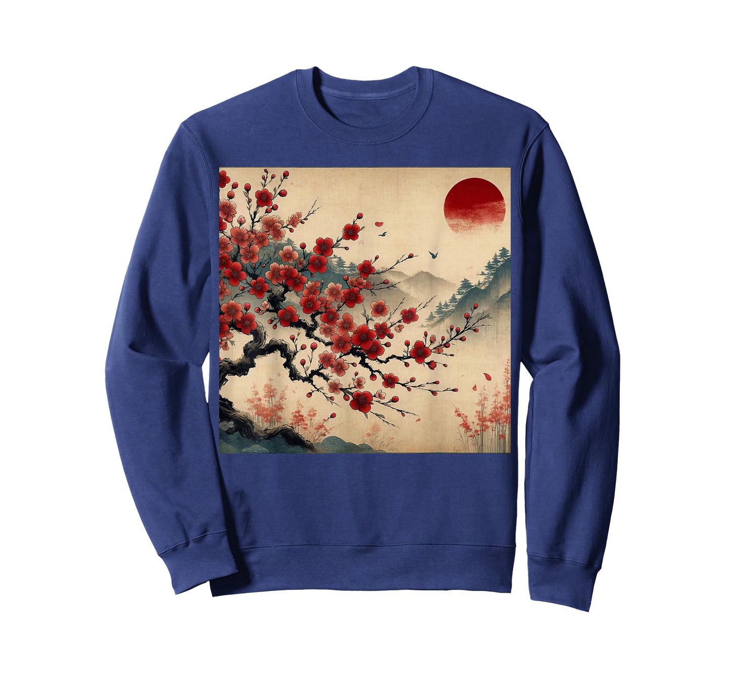 Vintage Cherry Blossom Woodblock Tee Japanese Graphical Art T-Shirt