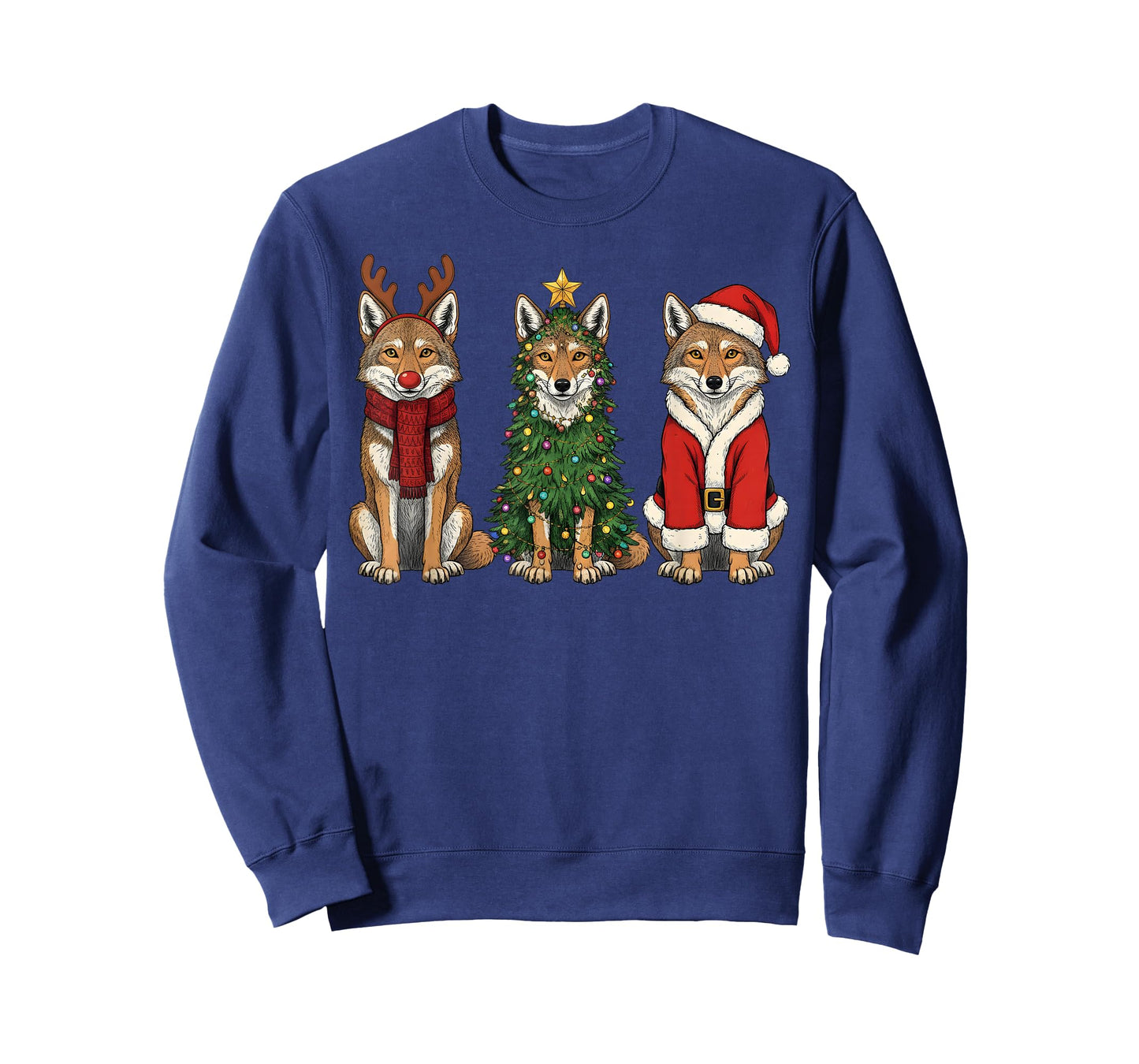 Retro Christmas Coyote Santa Reindeer T-Shirt