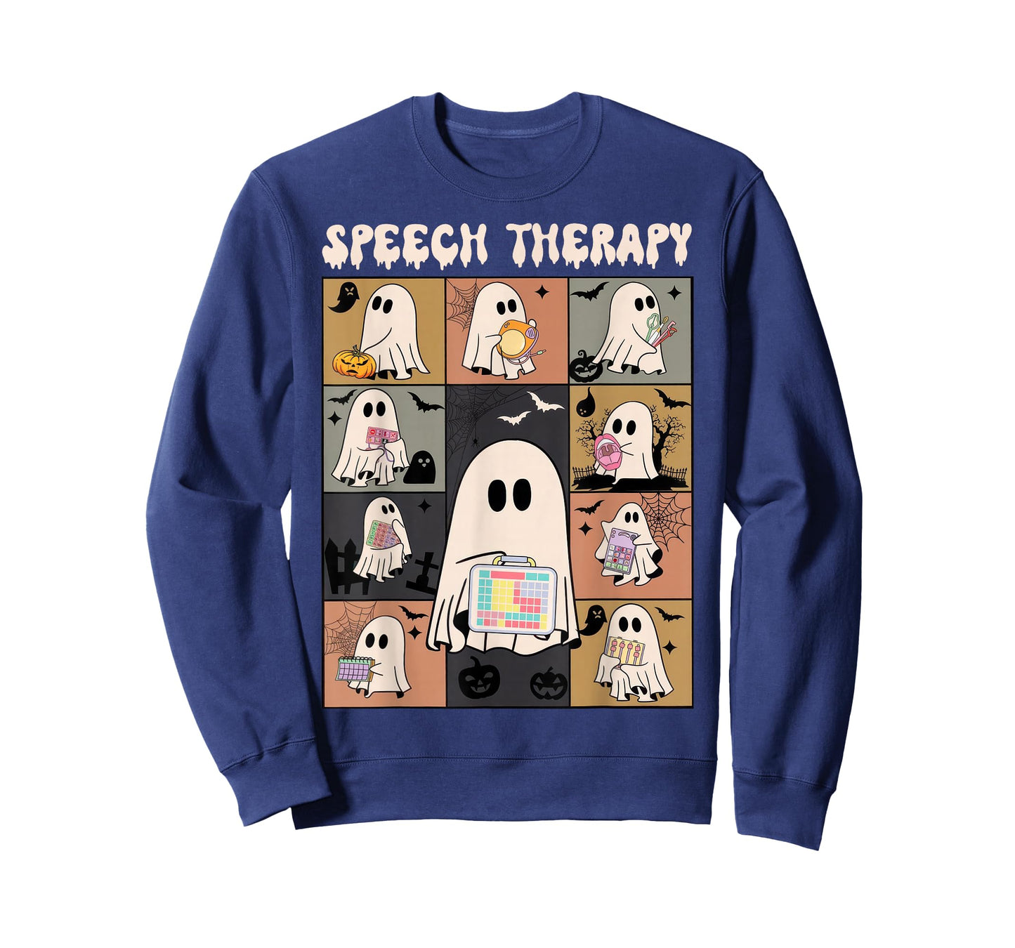 Retro SLP Ghost Halloween Speech Therapy Autumn Fall T-Shirt