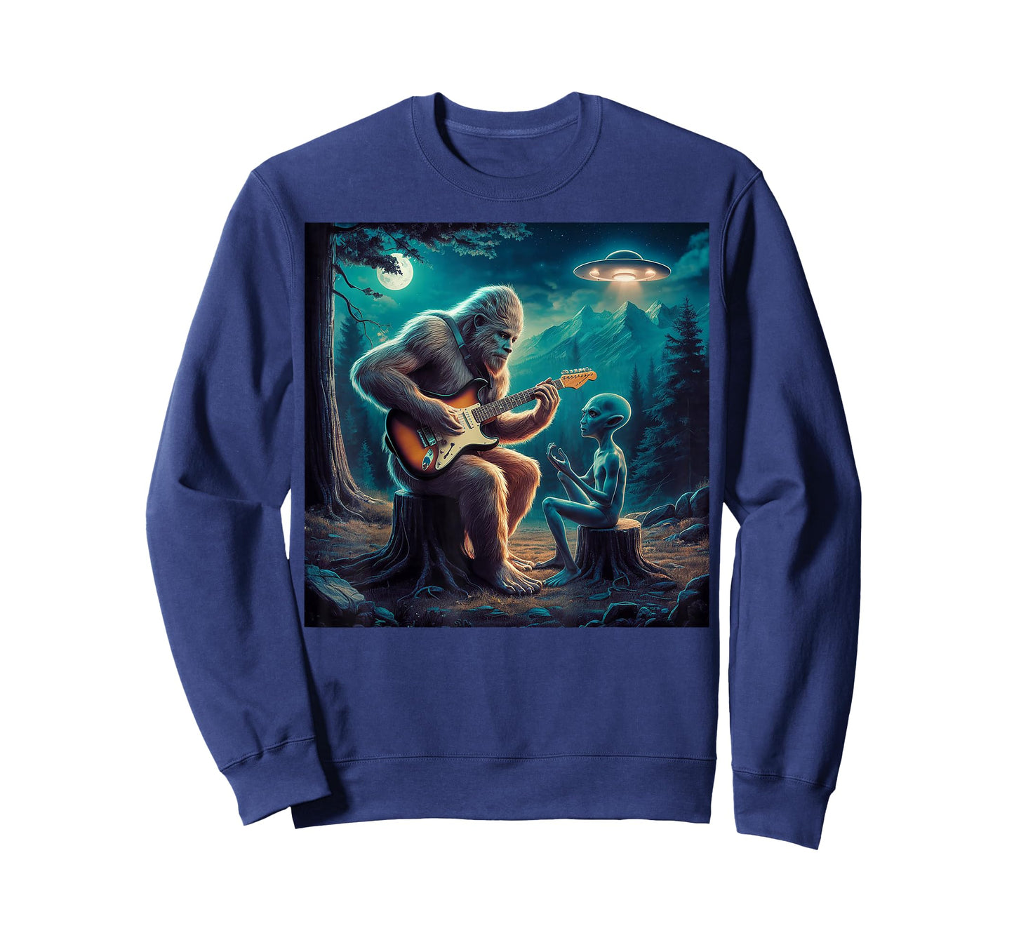 Alien Bigfoot Guitar Sasquatch UFO Gifts For Men, Women, Kid T-Shirt