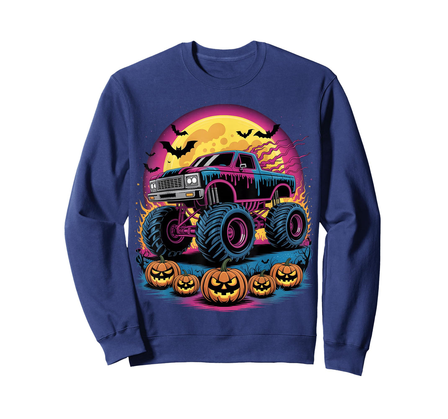 Spooky Monster Truck Drip Pumpkin Halloween Toddler Boy Kid T-Shirt