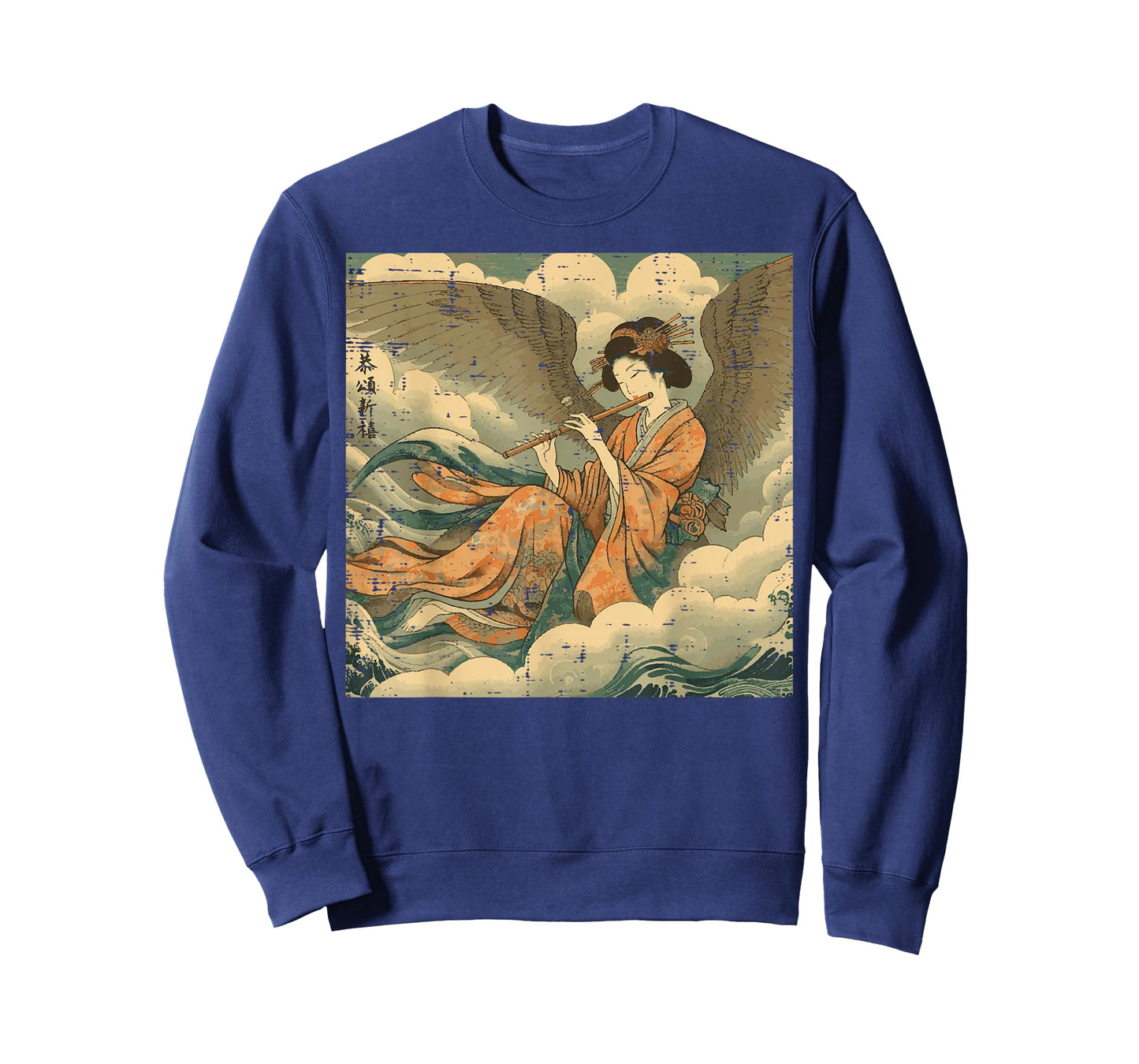 Japanese Woman Playing Flute Vintage Woodblock Women Men Kid T-Shirt