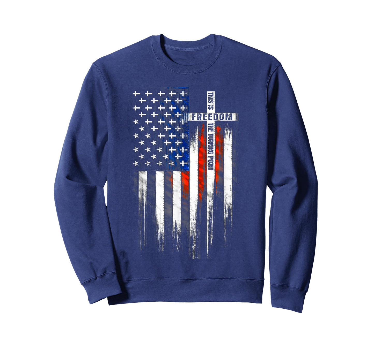 This is The Turning Point Faith Cross US Flag Patriotic Men T-Shirt
