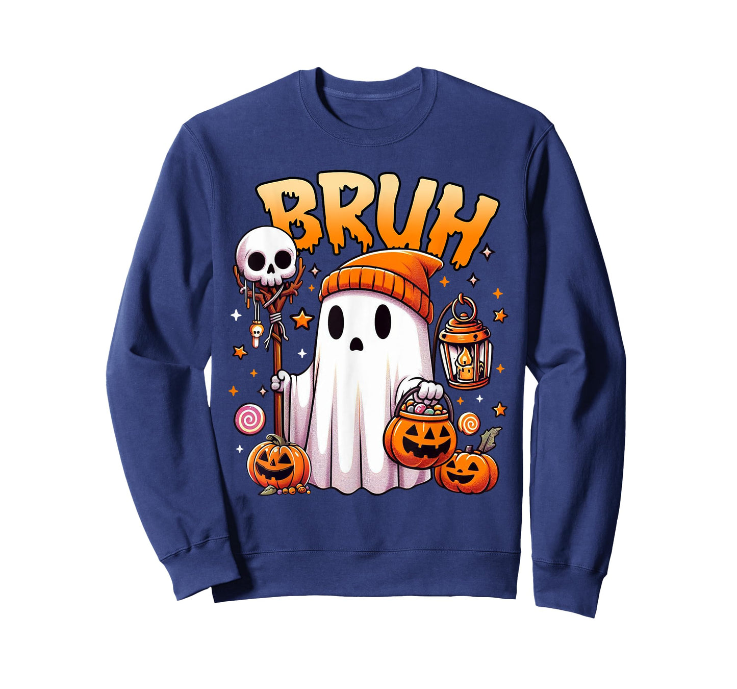Bruh Ghost Halloween Cute Ghost Trick Or Treat Candy Kids T-Shirt