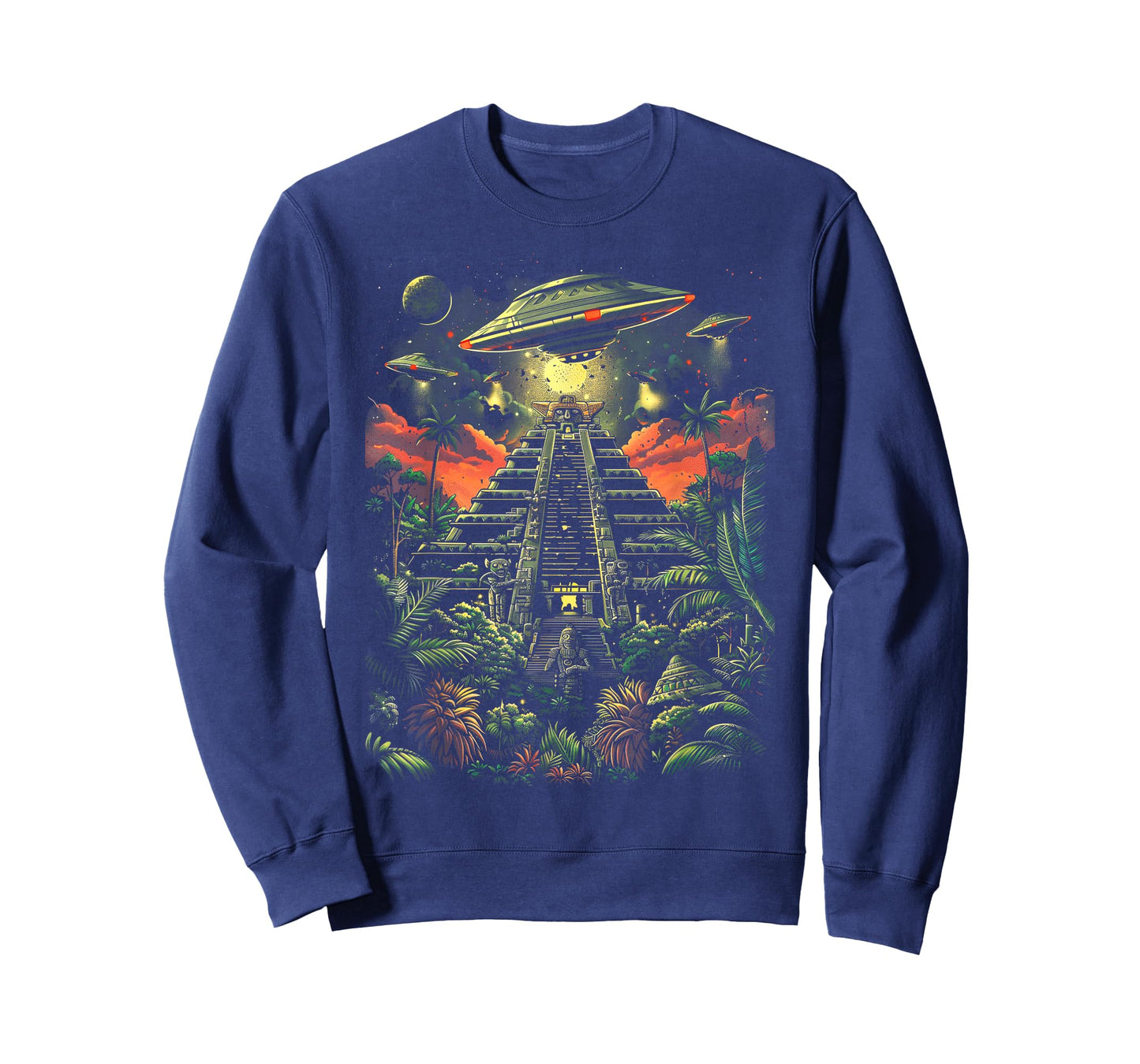 UFO Ancient Alien Pyramid South America Jungle T-Shirt