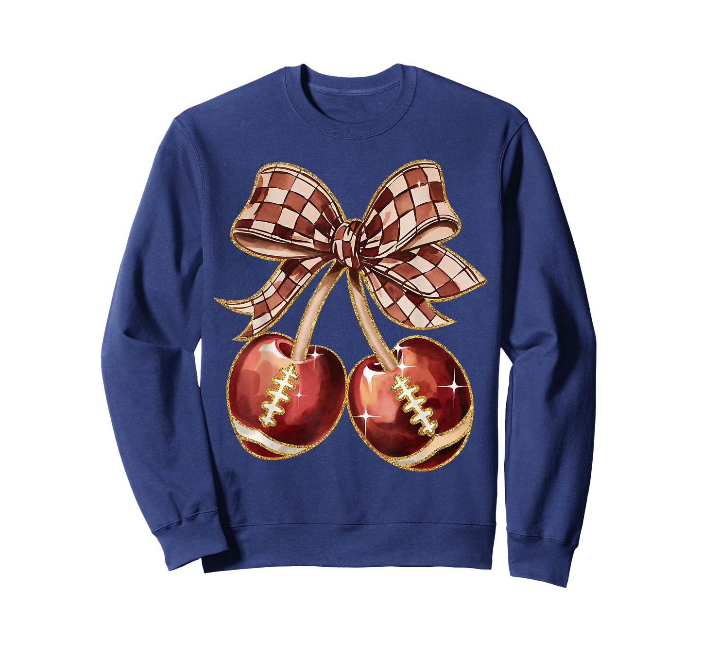 Coquette Bow Cherry American Football Game Day Thanksgiving T-Shirt