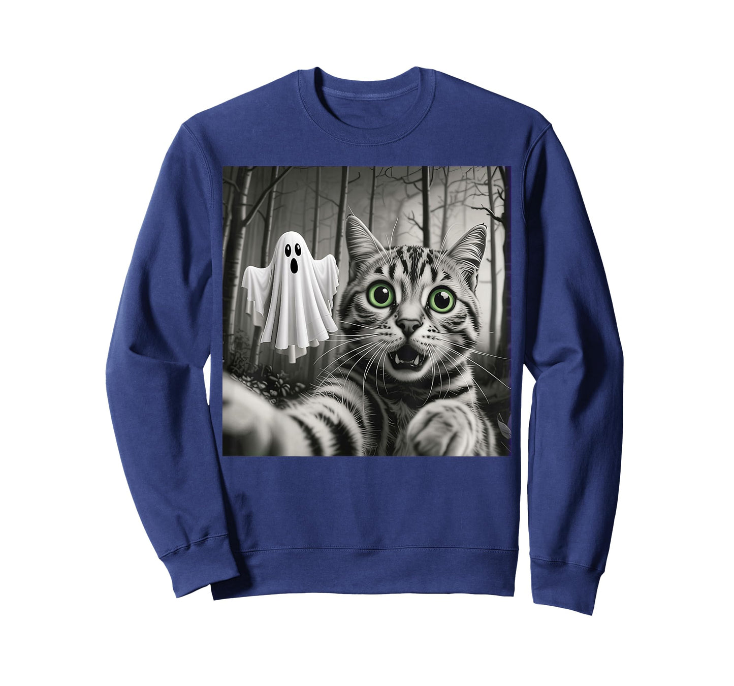 Halloween Cat Selfie with Spooky Ghost T-Shirt