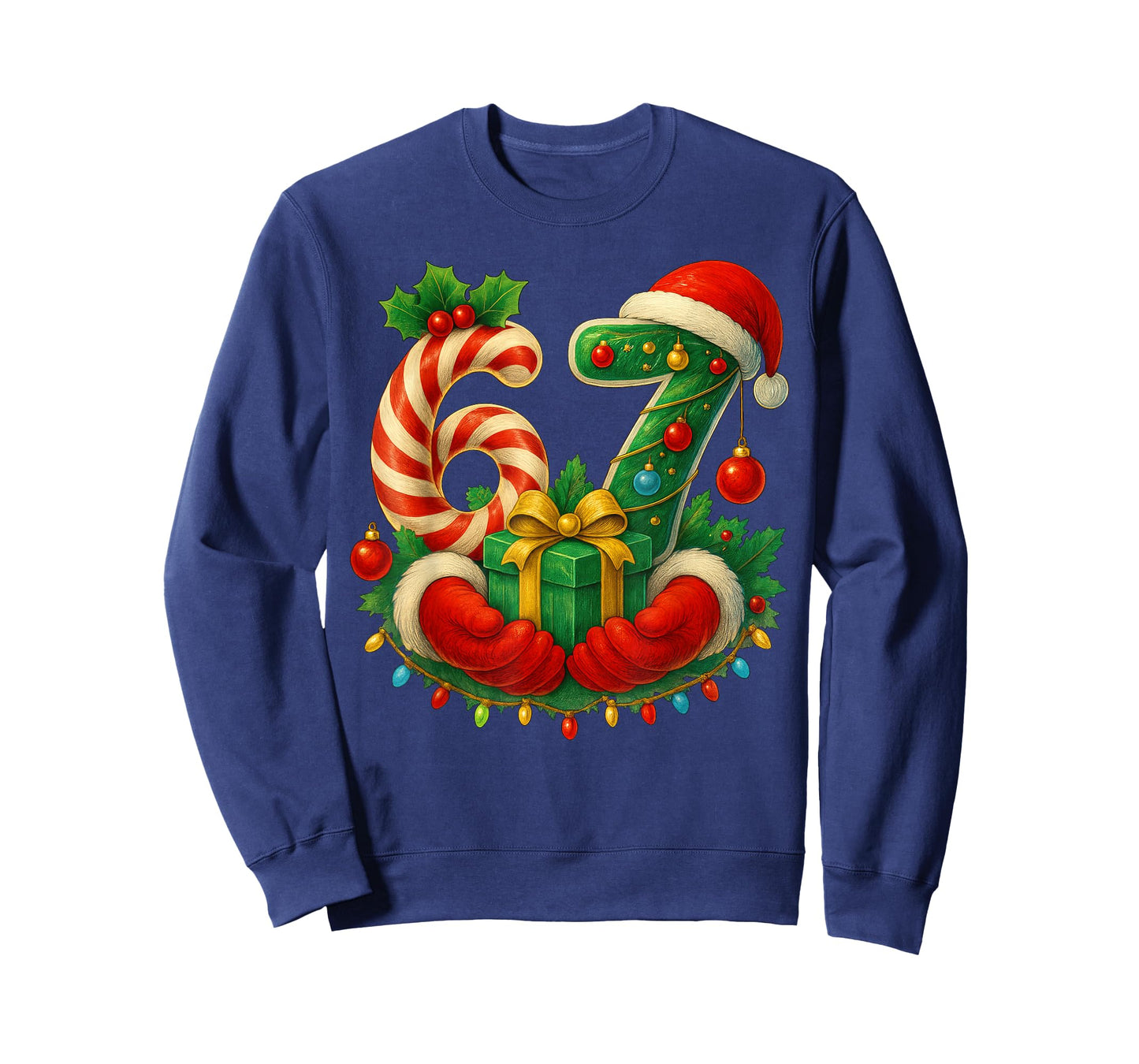 Funny 6 7 Meme 67 Gen Alpha 6 7 Hands Family Kids Christmas T-Shirt