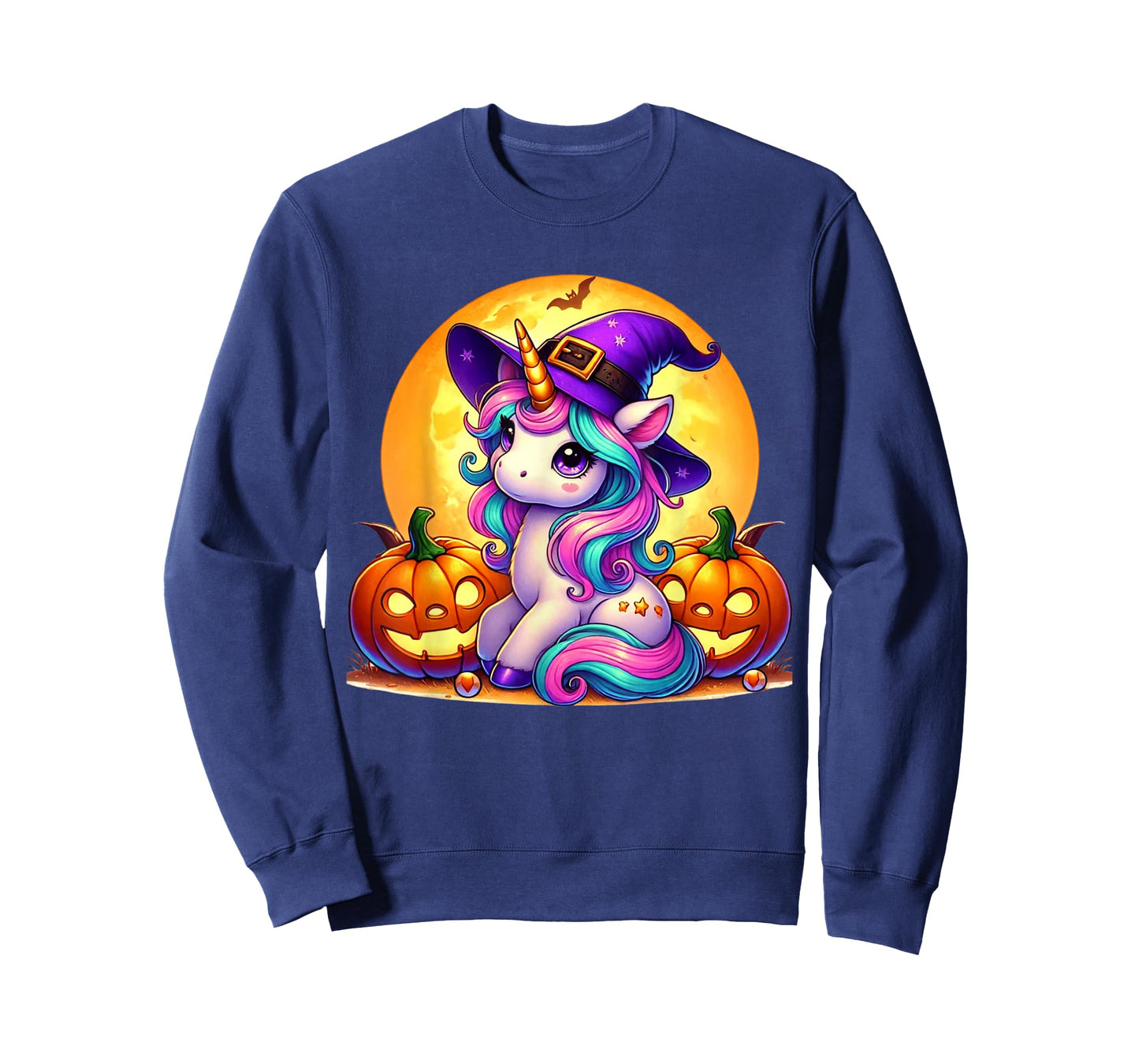 Cute Halloween Unicorn Witch Pumpkin Girls Women School T-Shirt