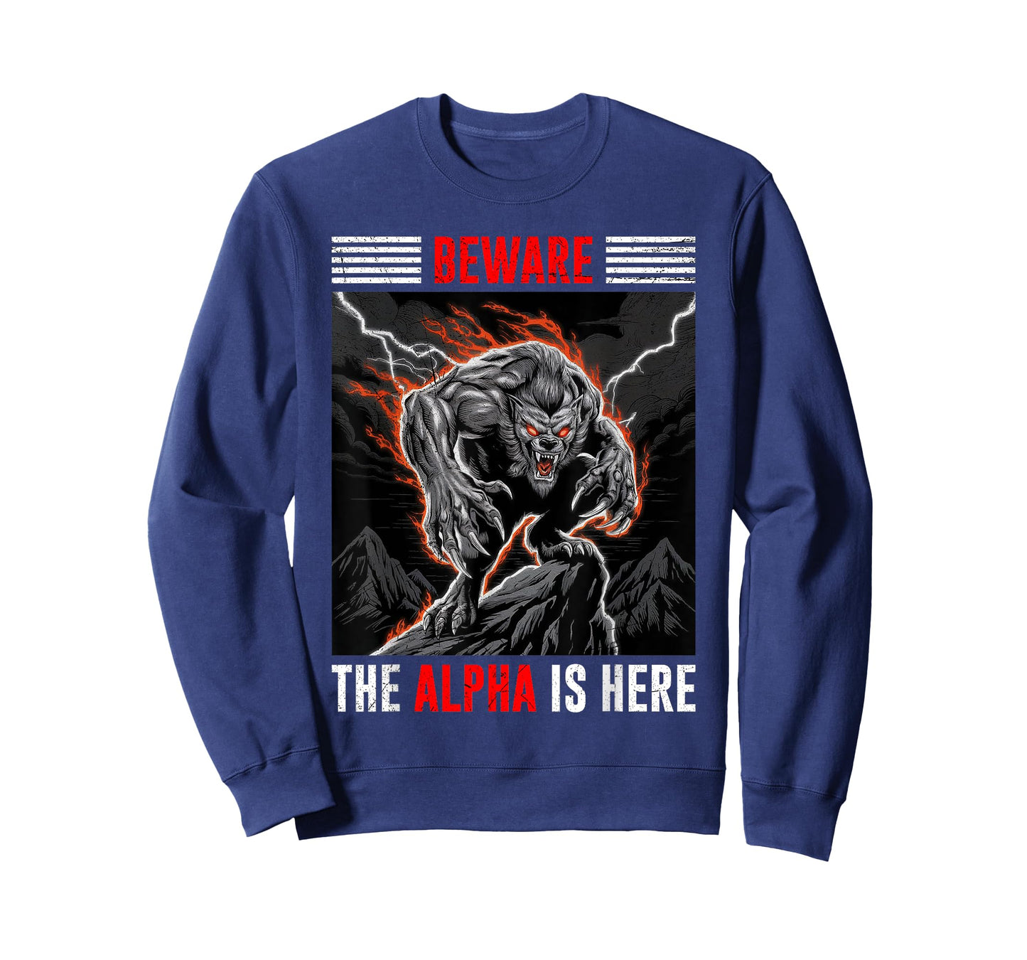 Werewolf BEWARE THE ALPHA IS HERE Funny Wolves T-Shirt