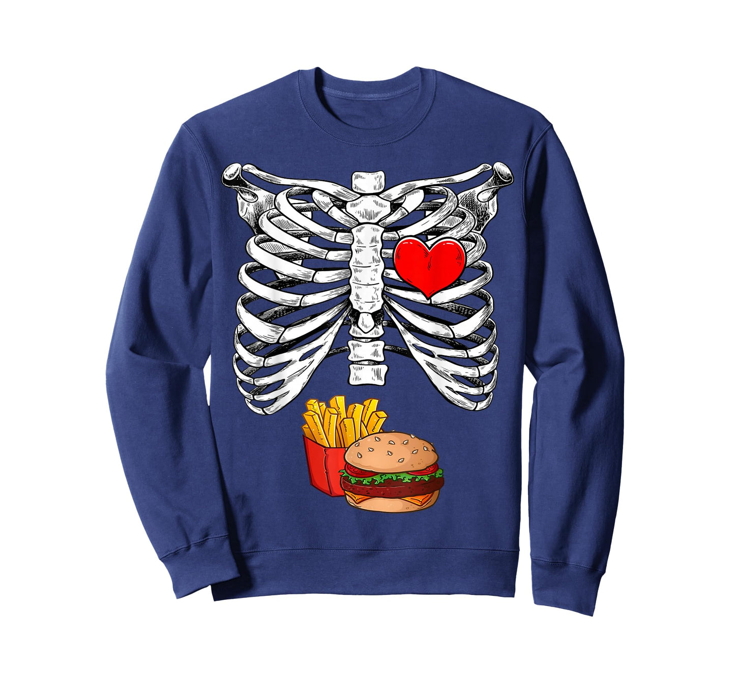 Halloween Dad Skeleton Pregnancy Hamburger Fries Xray Funny T-Shirt