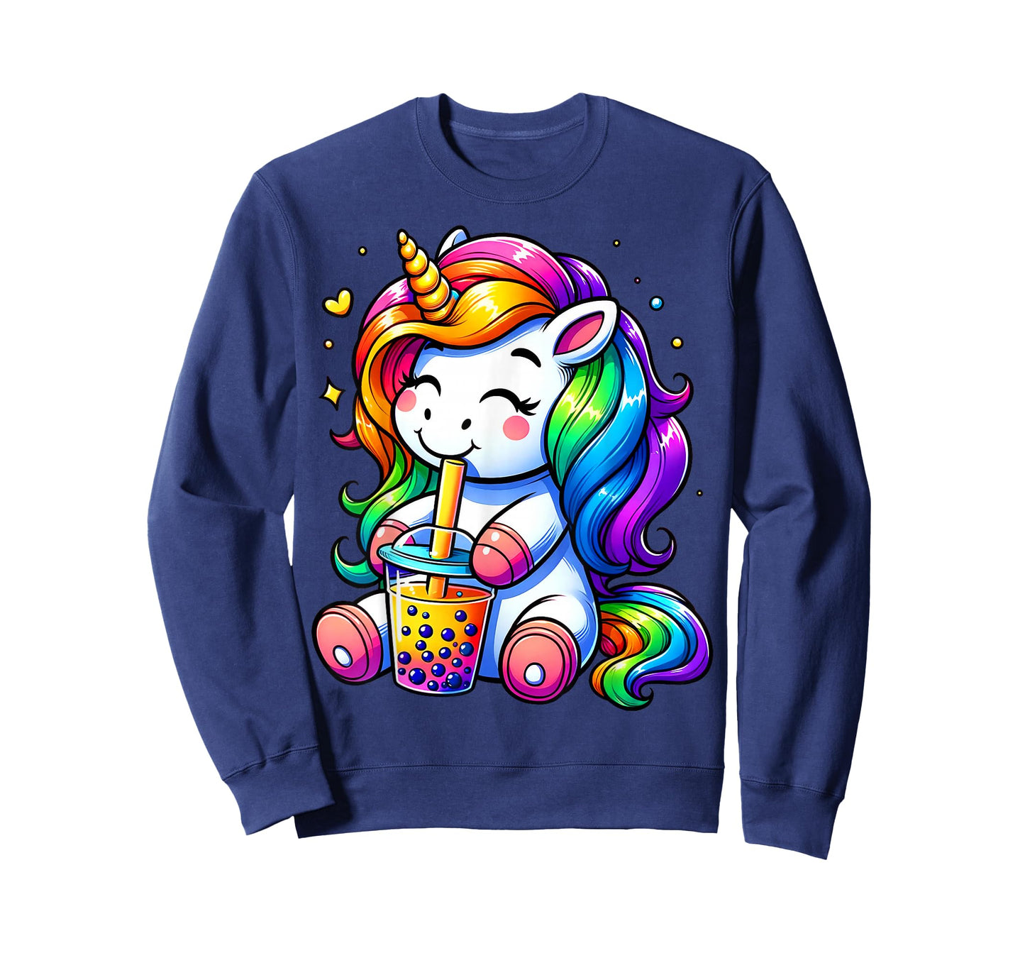 Unicorn Drinking Boba Tea Anime Cute Kawaii Funny Bubble Tea T-Shirt