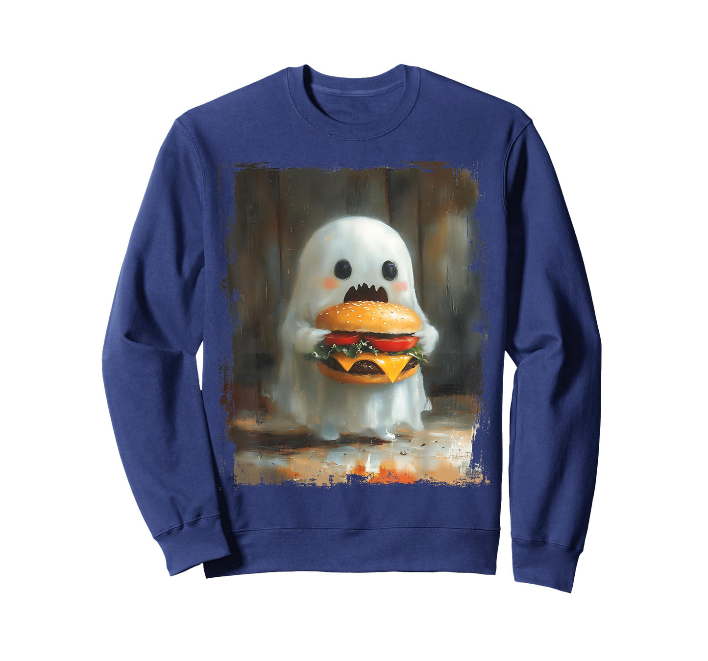 Cute Hamburger Ghost Eating Burger Halloween Food Lovers T-Shirt