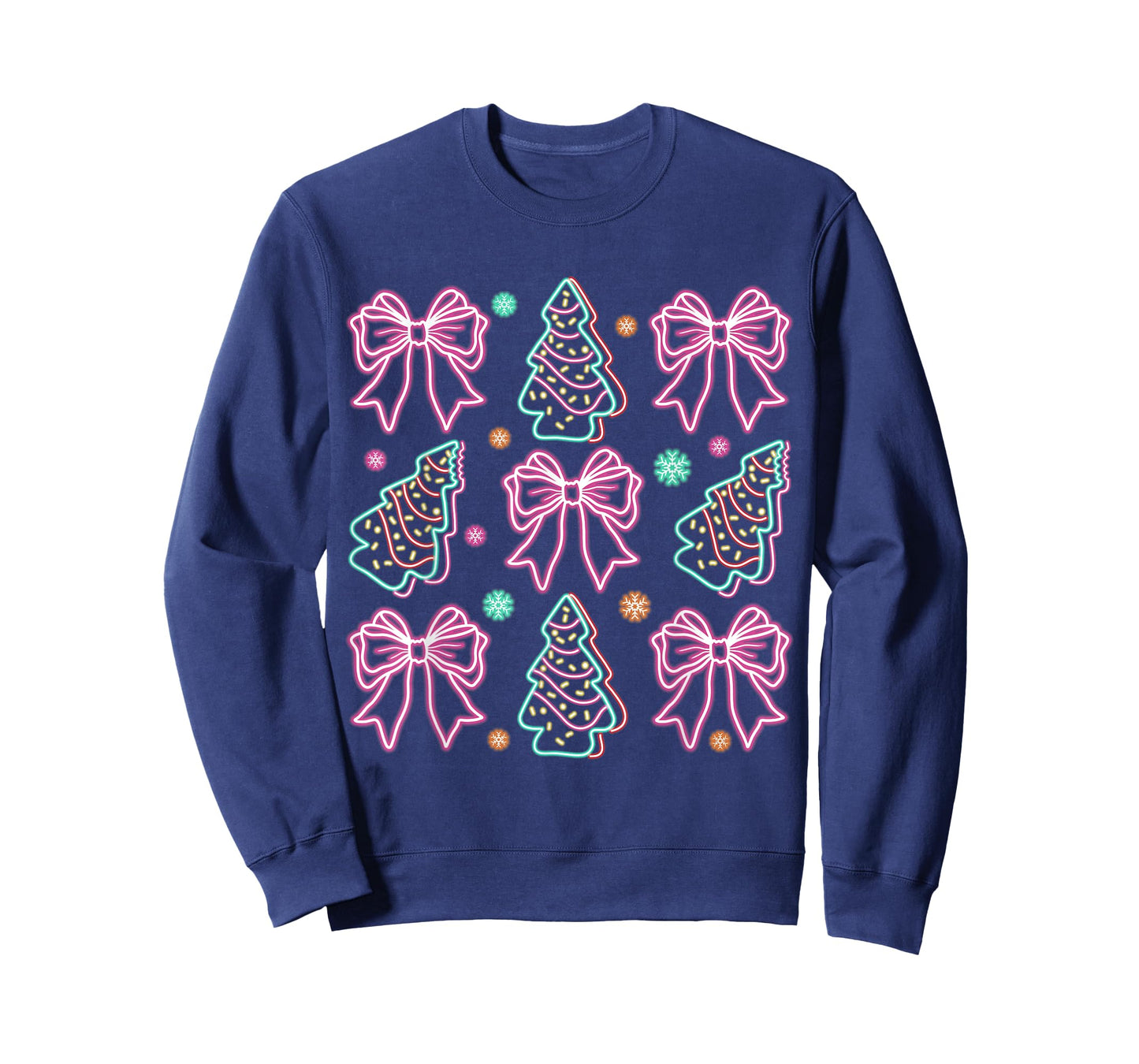 Neon Coquette Bow Santa Christmas Tree Cake Girly Xmas Women T-Shirt