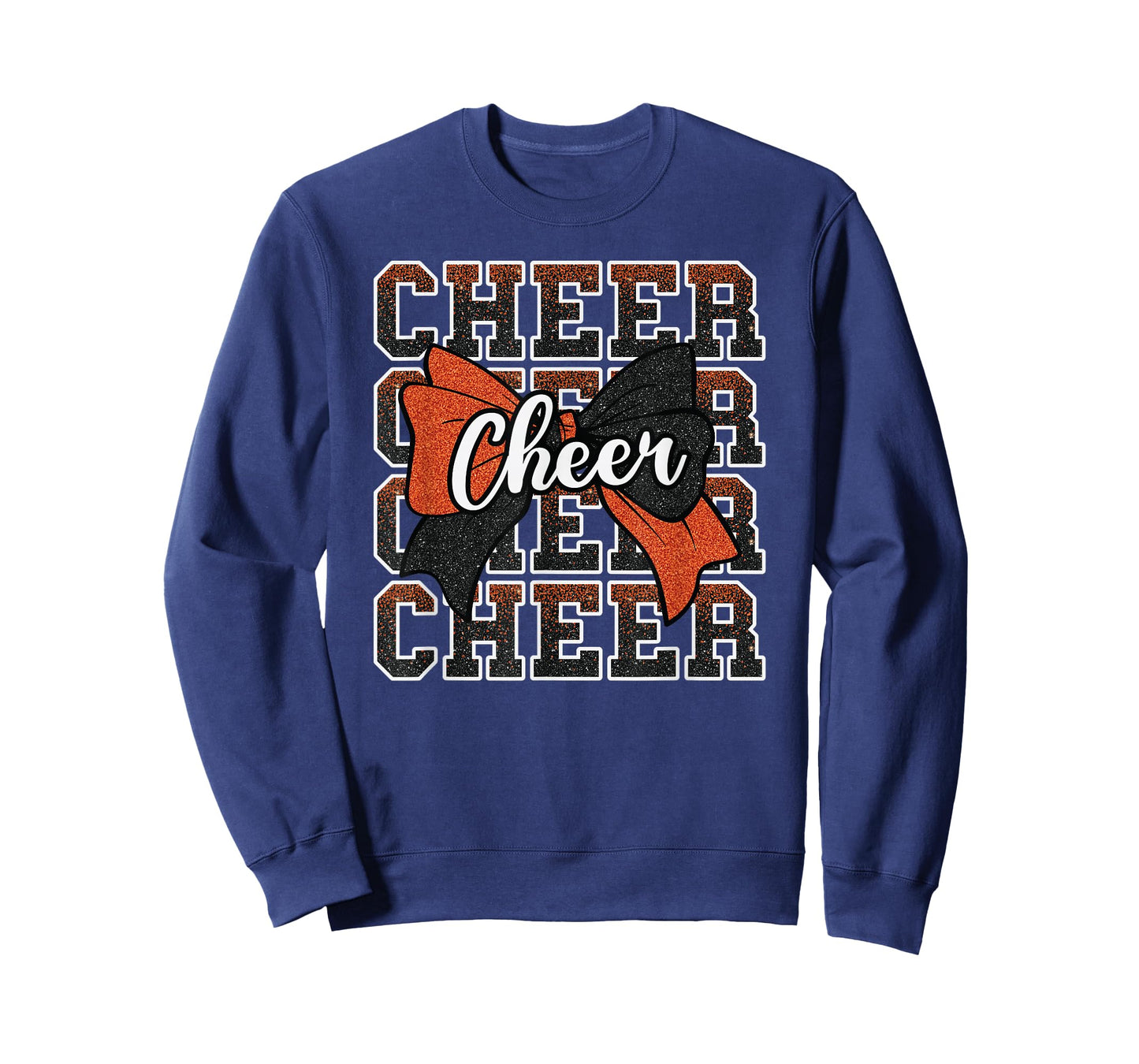 Orange Black Bow Cheer Sport Cheerleader Cheerleading Team T-Shirt