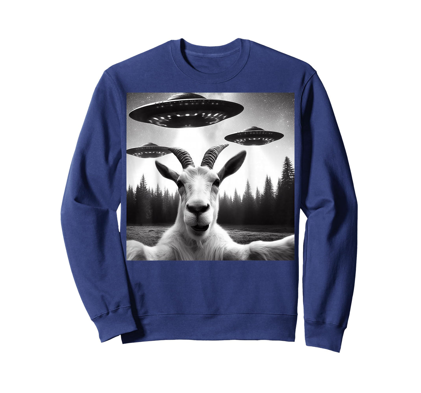 Goat Selfie With Alien UFO Funny Goat Gifts For Men Women T-Shirt