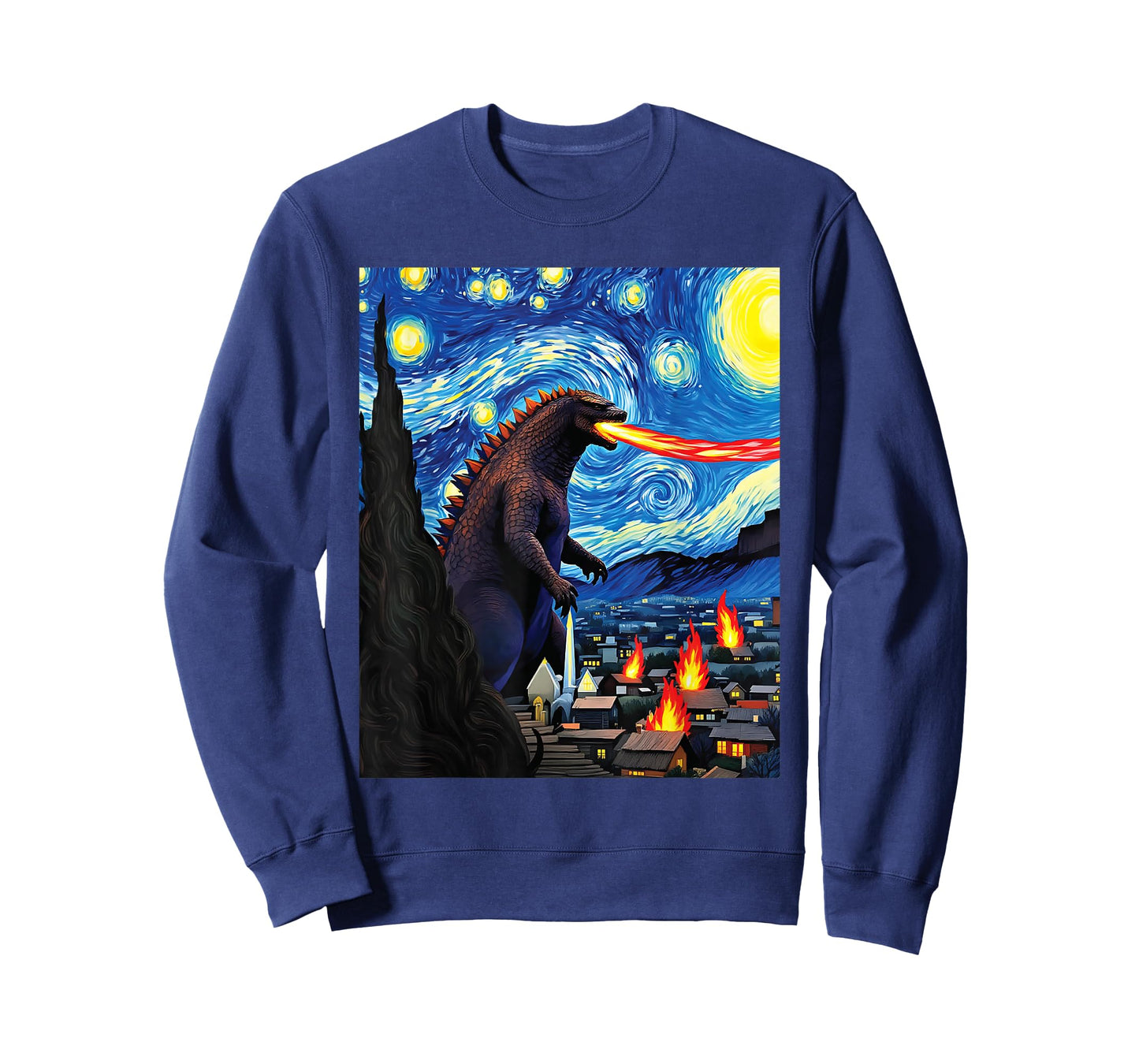 Kaiju Monster Van Gogh Starry Night Style Graphic T-Shirt