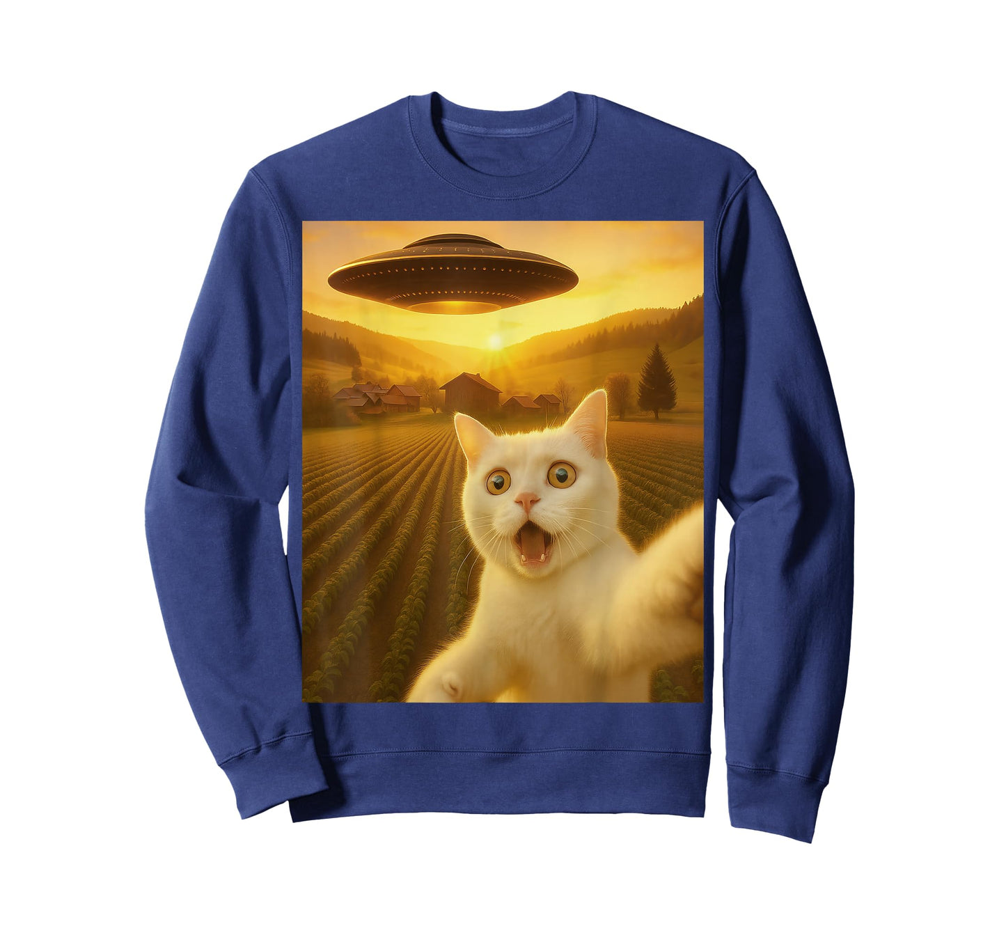 Cat Selfie with Alien UFO Funny Cats Gifts for Men Women Kid T-Shirt