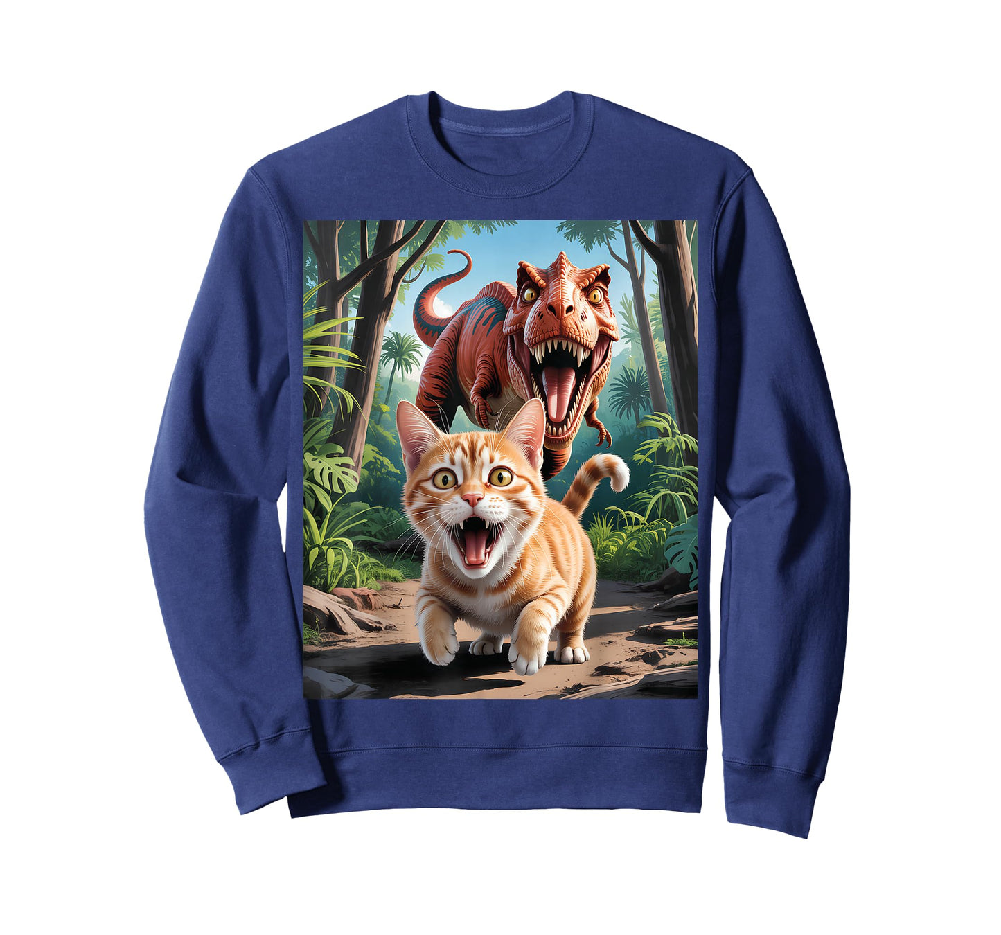 Funny Cat Selfie with Trex Dinosaur T-Shirt