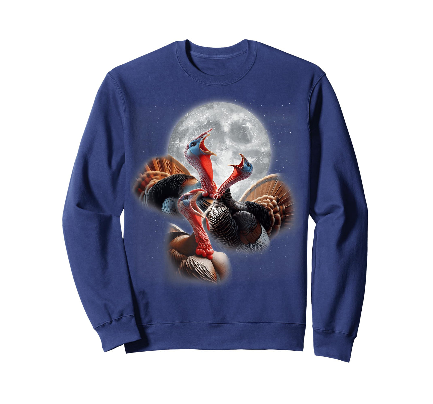 3 Turkeys Howling at The Moon Funny Turkey Hunting Lover T-Shirt