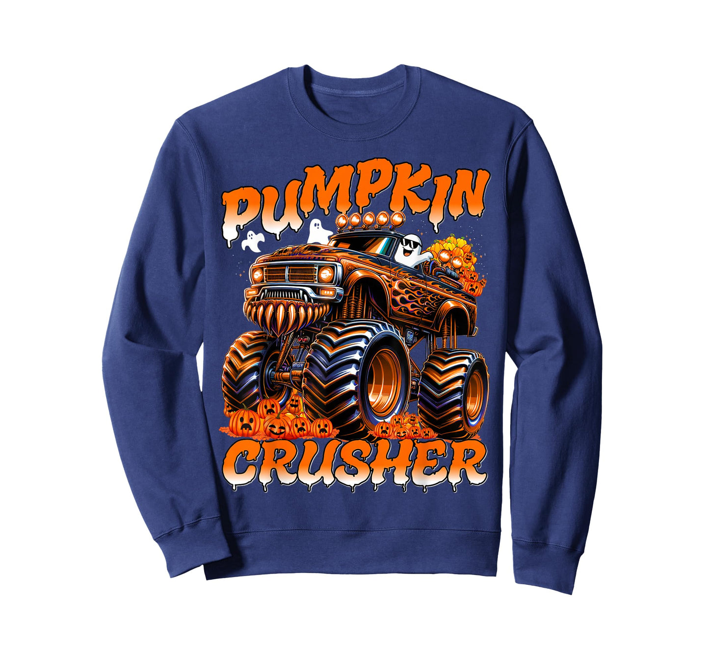 Pumpkin Crusher Monster Truck Ghosts Halloween for Boys T-Shirt