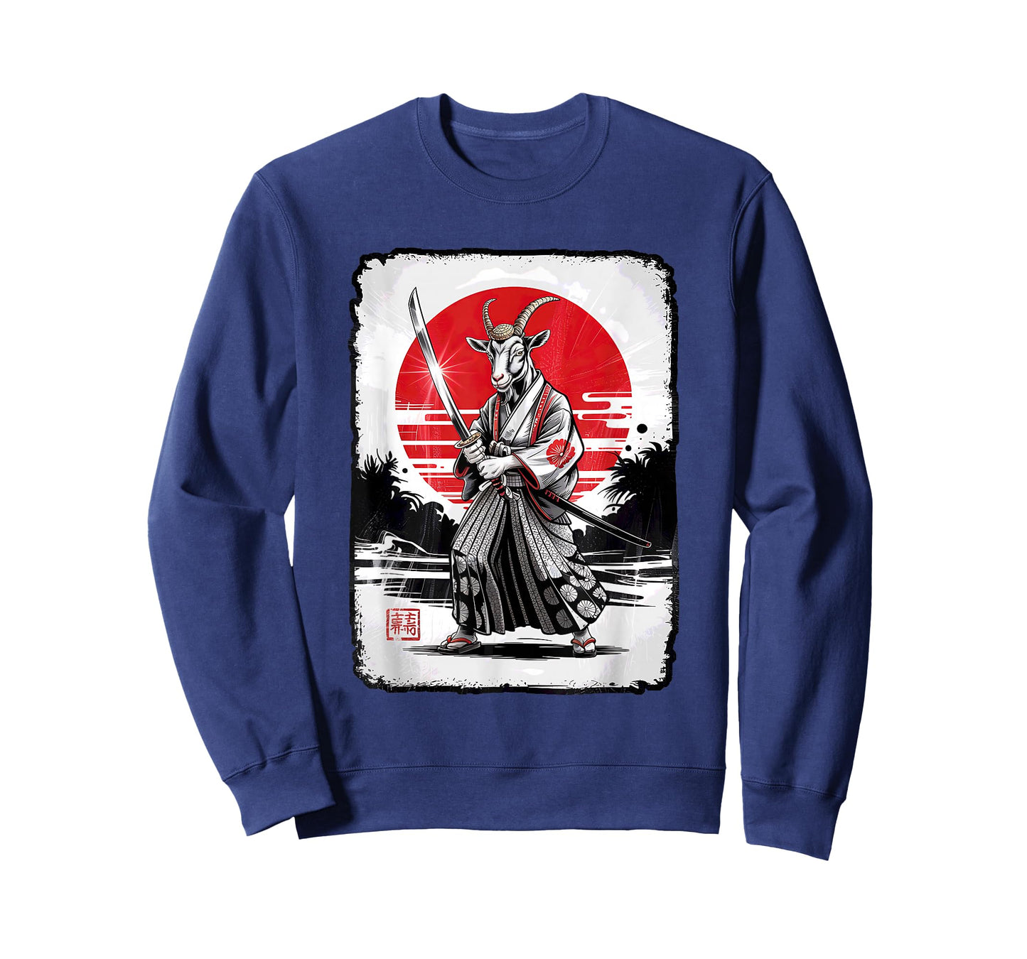 Goat Samurai Ninja Vintage Anime Japanese Ukiyo-e T-Shirt