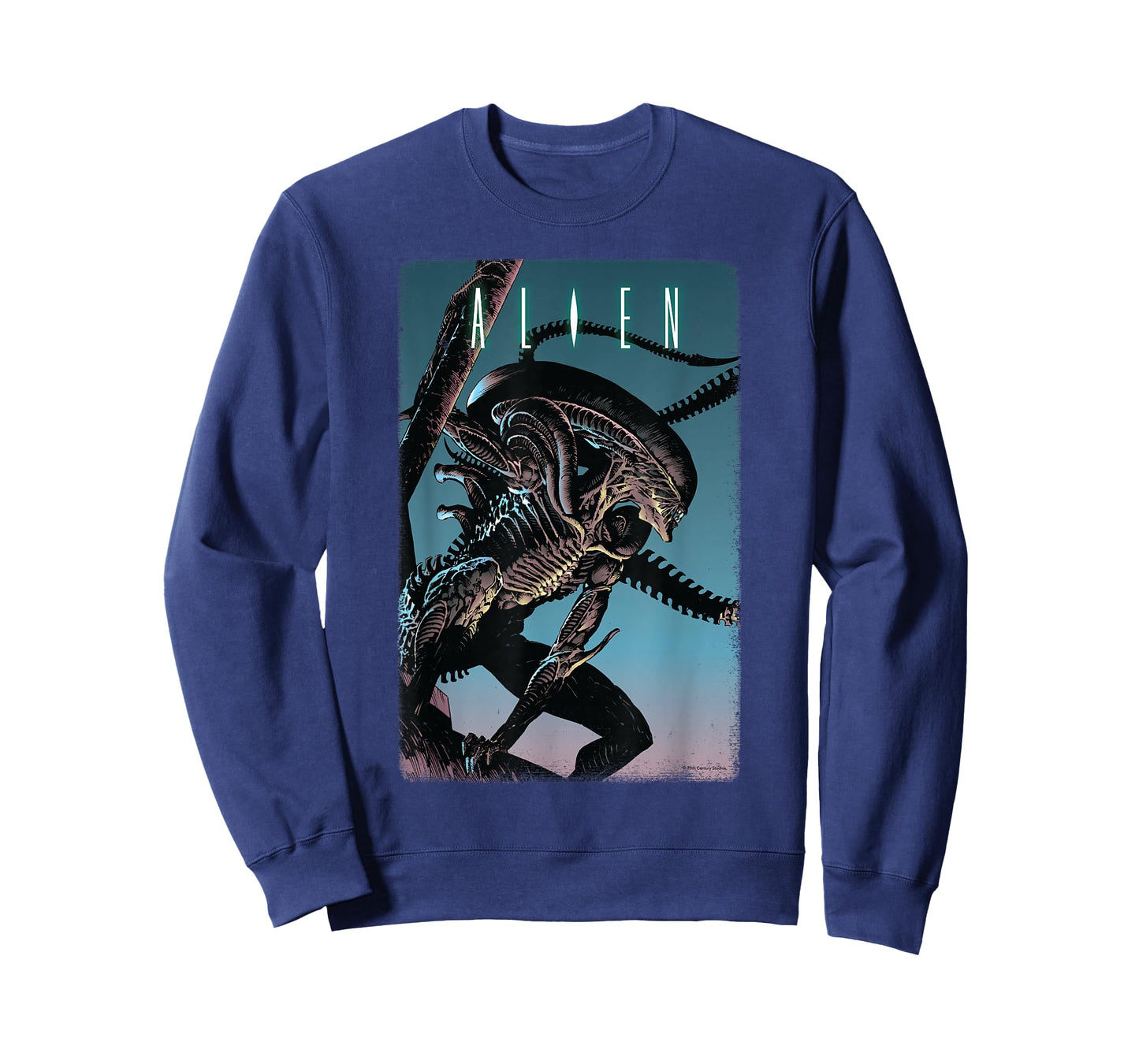 20th Century Fox Alien Xenomorph Illustrated Poster T-Shirt - Unisex-Adult, Classic Fit, Short Sleeve, Black
