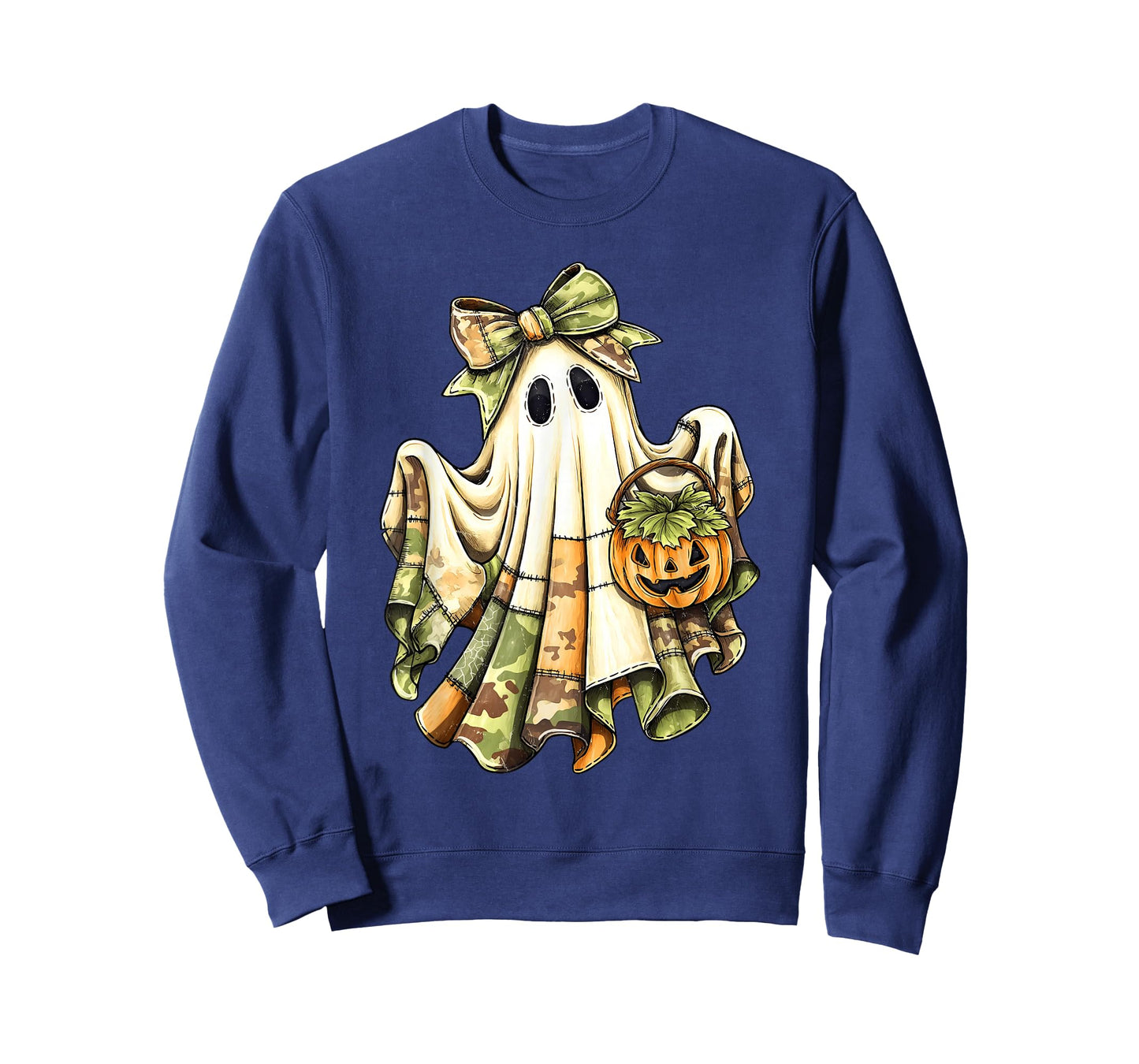 Retro Halloween Green Camo Patchwork Spooky Ghost Girly T-Shirt