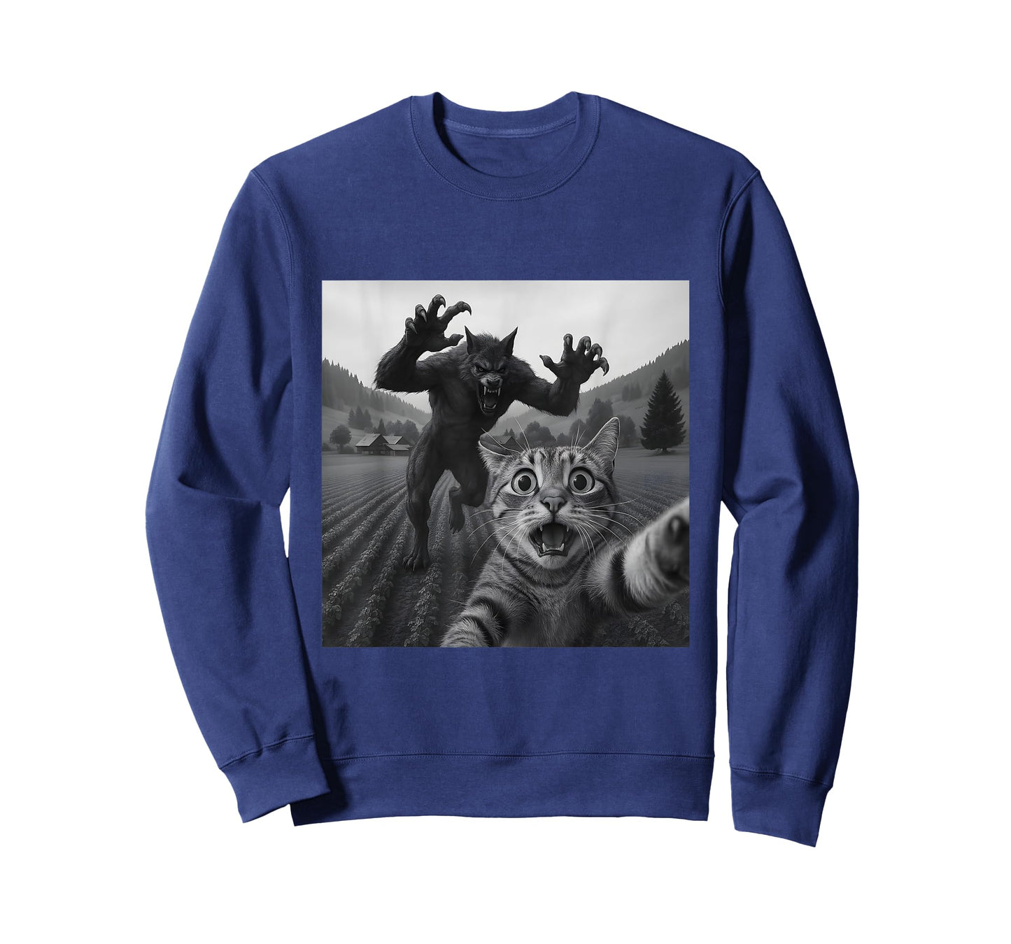 Epic Werewolf and Funny Cat Scary Monster Design T-Shirt