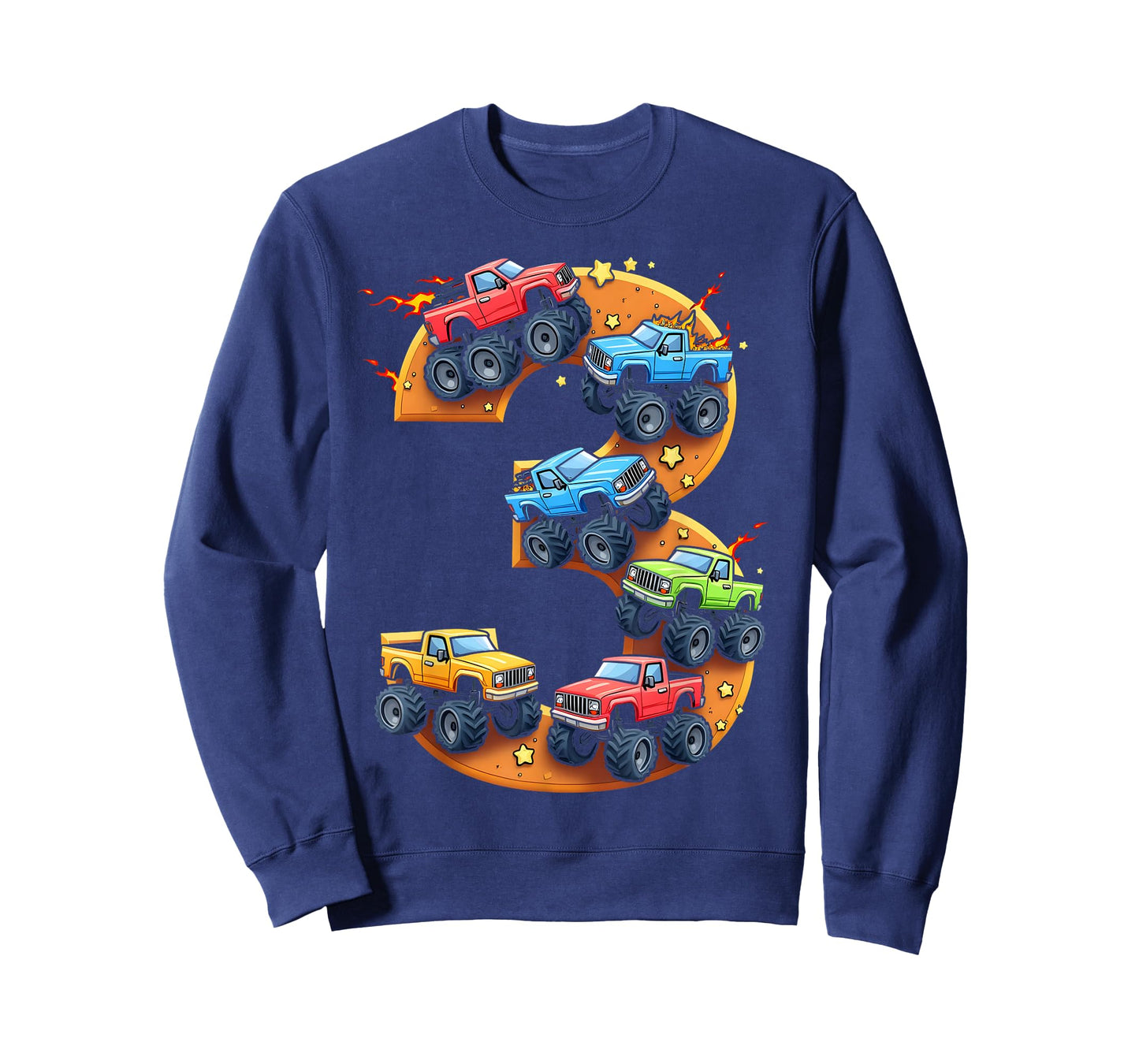 3 Year Old Monster Truck Boy Toddler 3rd Birthday Party T-Shirt