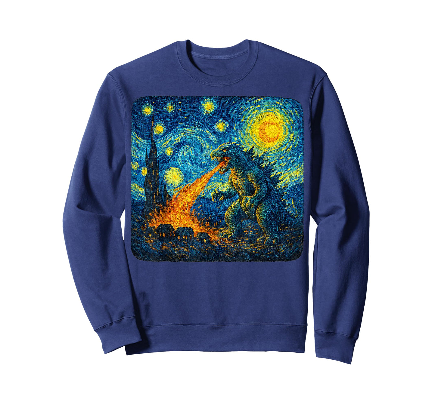 Japanese Monster Kaiju Starry Night Van Gogh Gifts Men Women T-Shirt