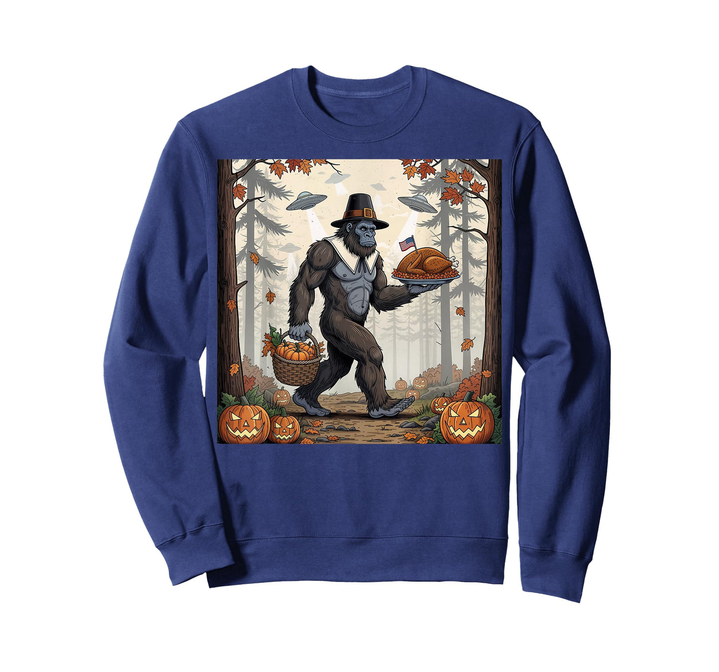 Thanksgiving Bigfoot UFO Funny Sasquatch Turkey Day T-Shirt