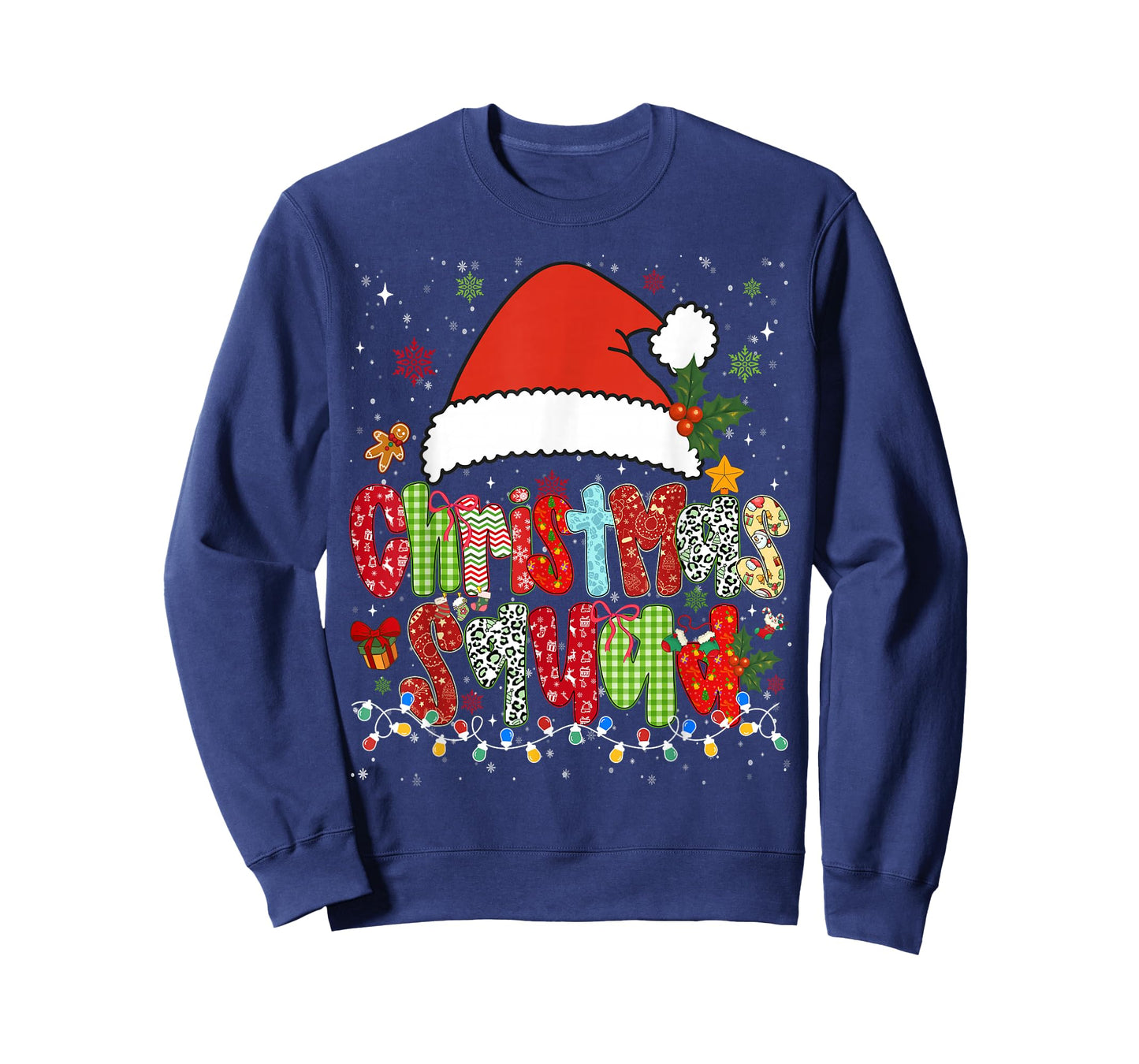 Funny Christmas Squad Family Matching Pajamas Bows Santa Hat T-Shirt