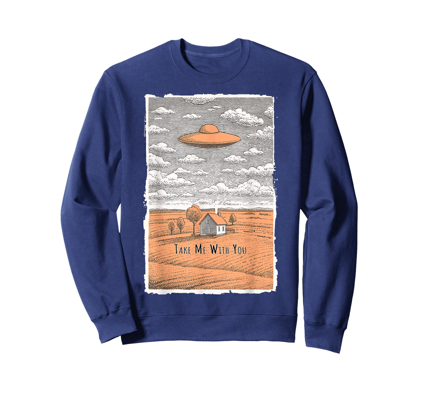 UFO Alien Abduction Vintage Woodcut Sci-Fi Art Gift T-Shirt