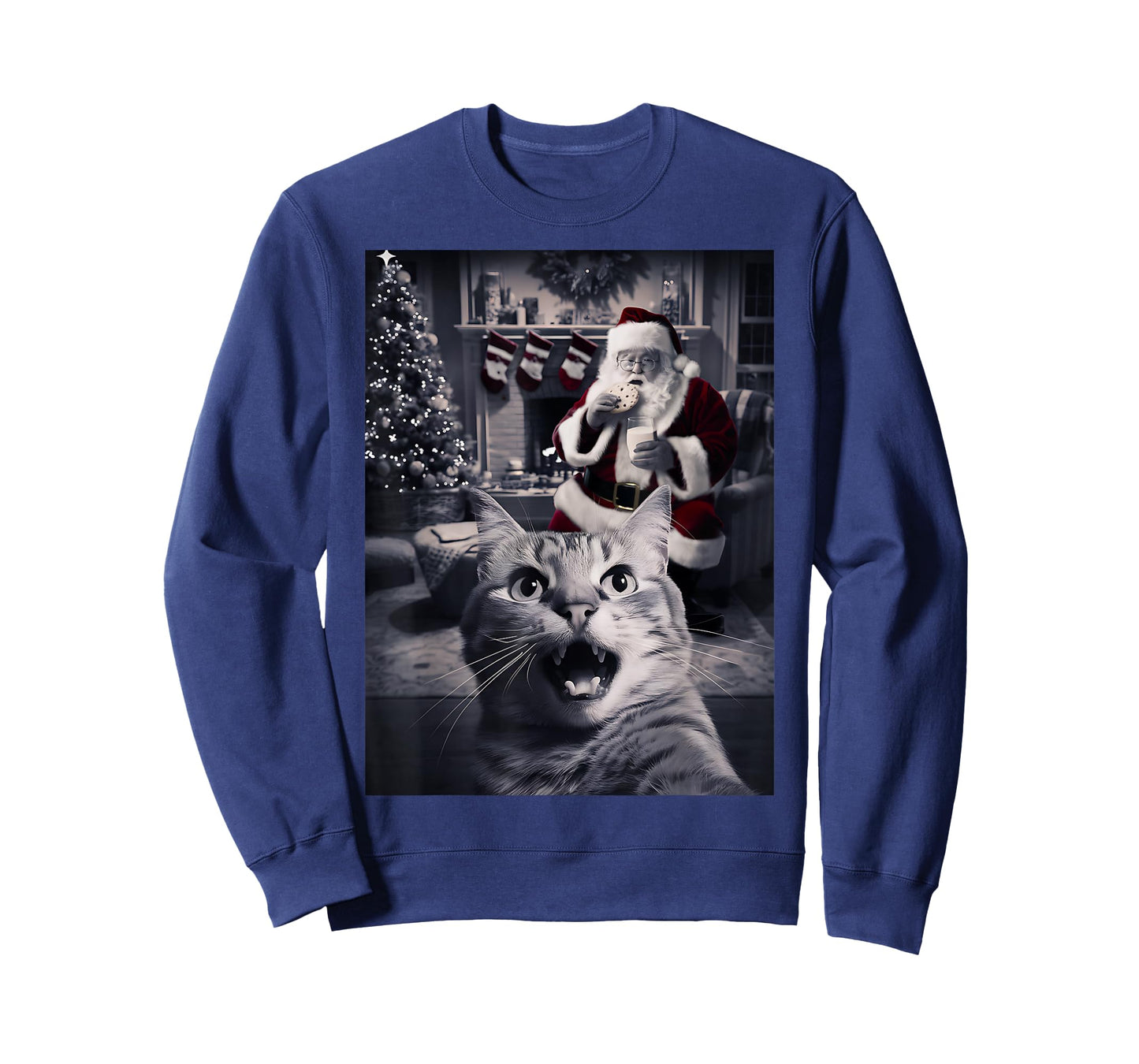 Funny Cat Selfie Santa Christmas T-Shirt