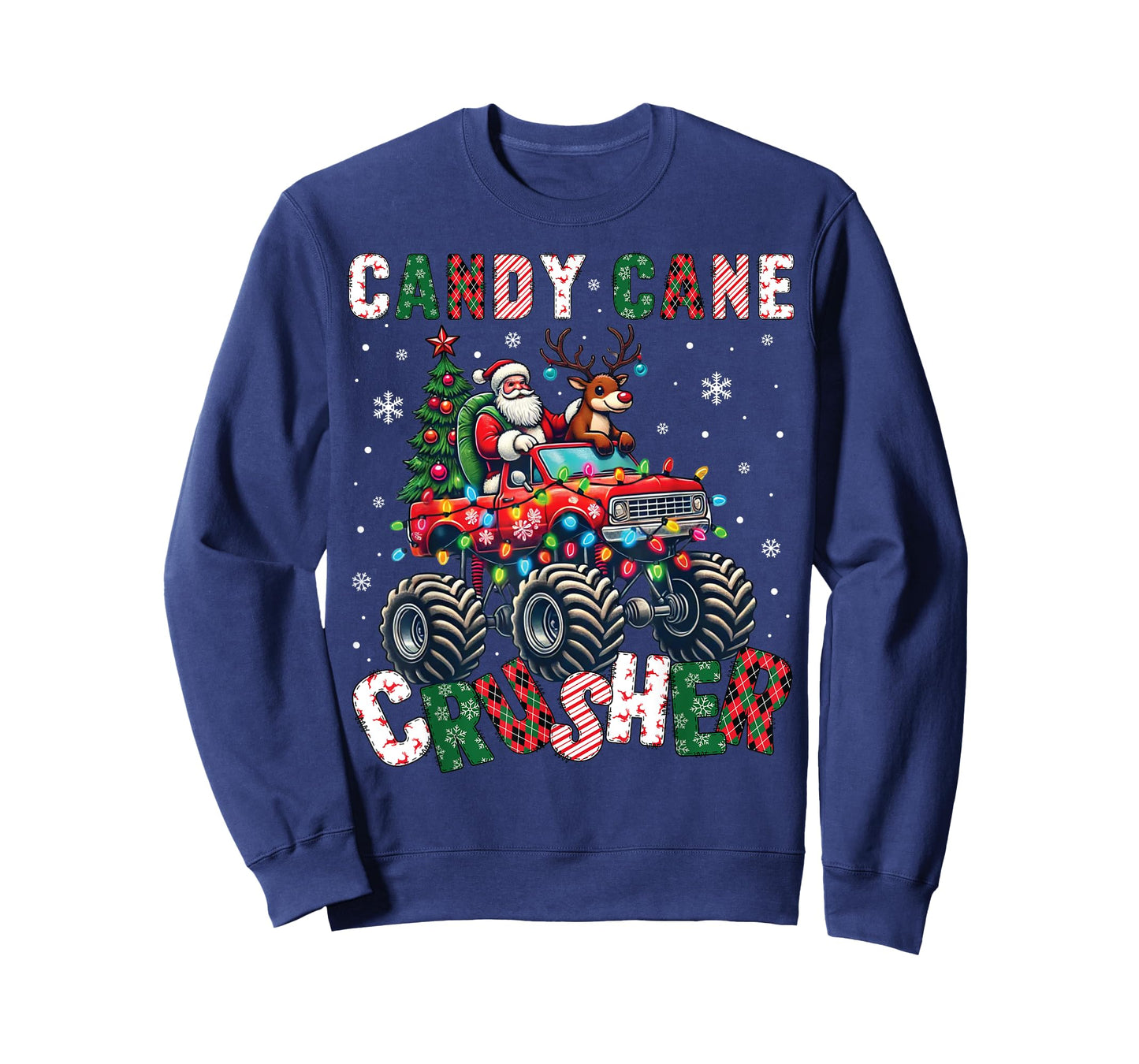 Christmas Candy Cane Crusher Xmas Monster Truck Toddler Boys T-Shirt