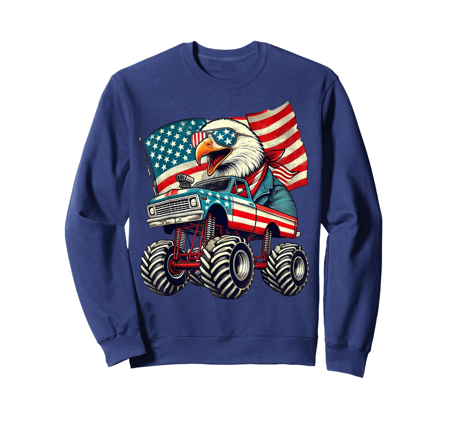 4th of July Eagle Monster Truck American Flag USA Men Boys T-Shirt