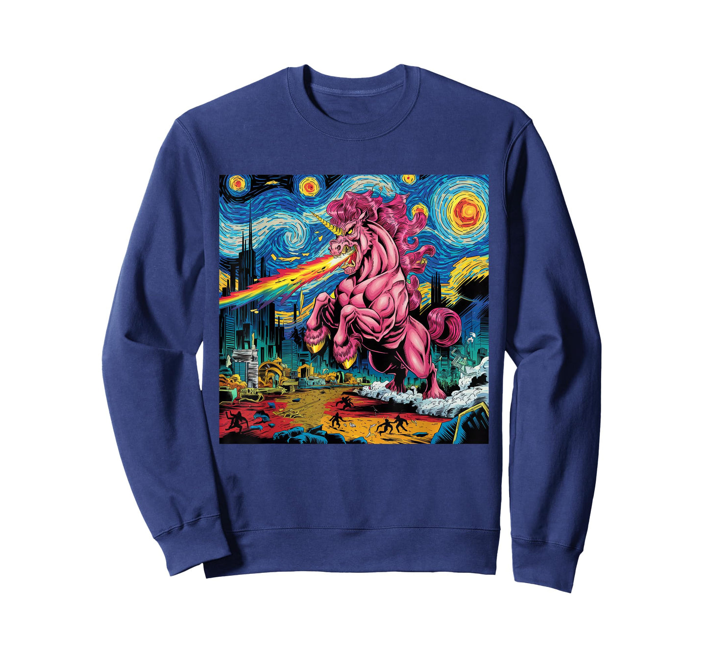 Japanese Monster Unicorn Kaiju Unicorn Van Gogh Starry Night T-Shirt