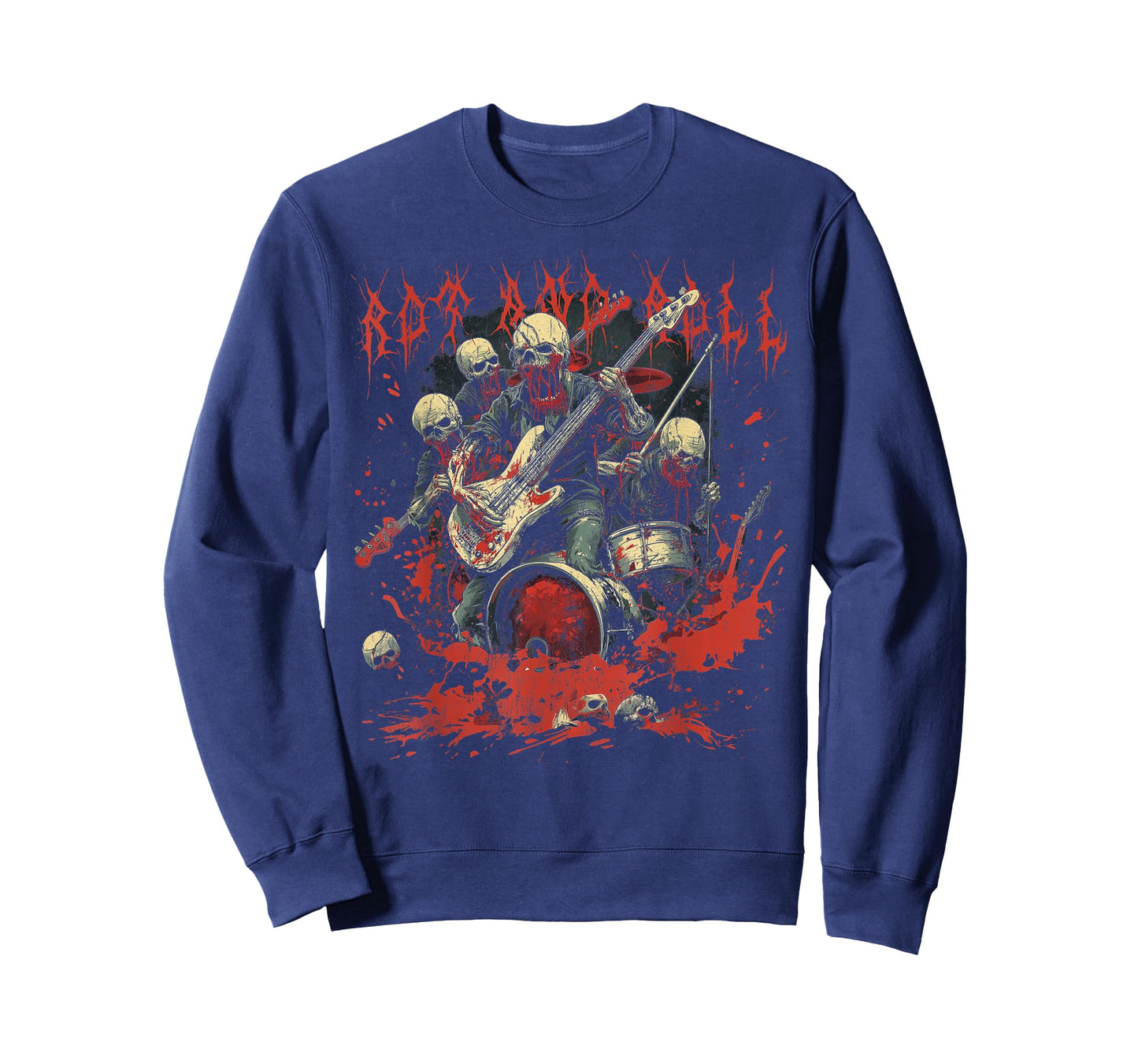 Rock and Blood Zombie Rock Band Rock n Roll Guitar T-Shirt